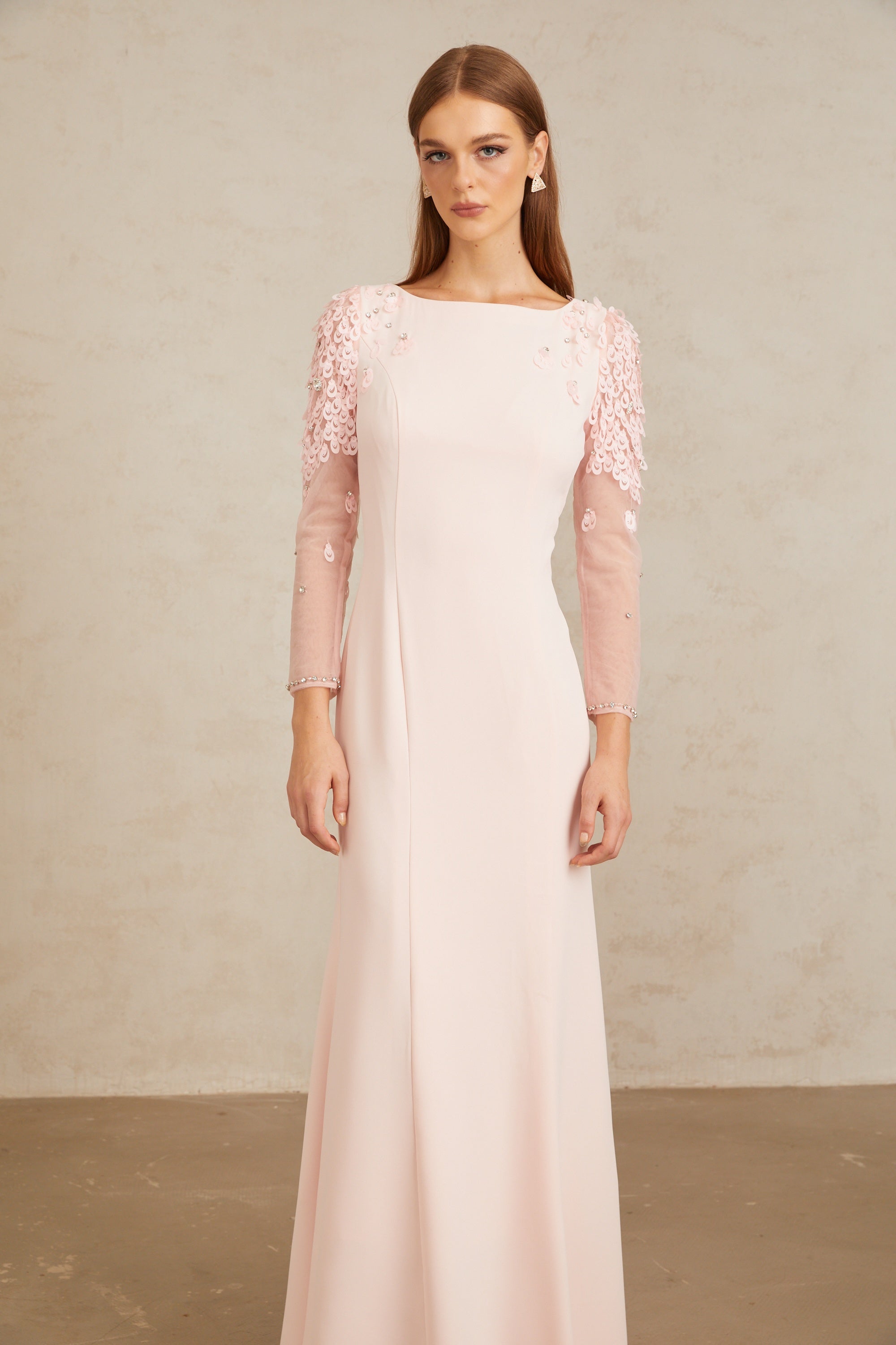Gunnel Pink Flared Embellished Maxi Gown (Final Sale-US Only)