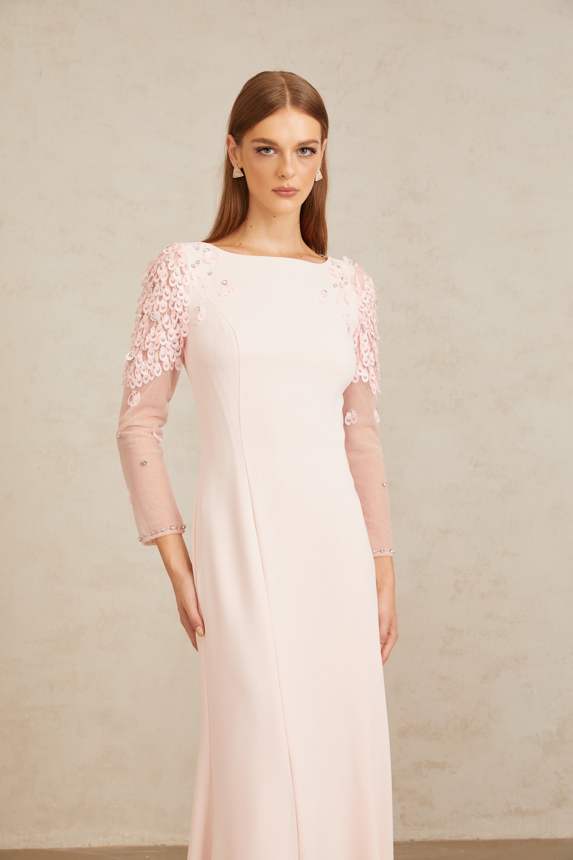 Gunnel Pink Flared Embellished Maxi Gown (Final Sale-US Only)