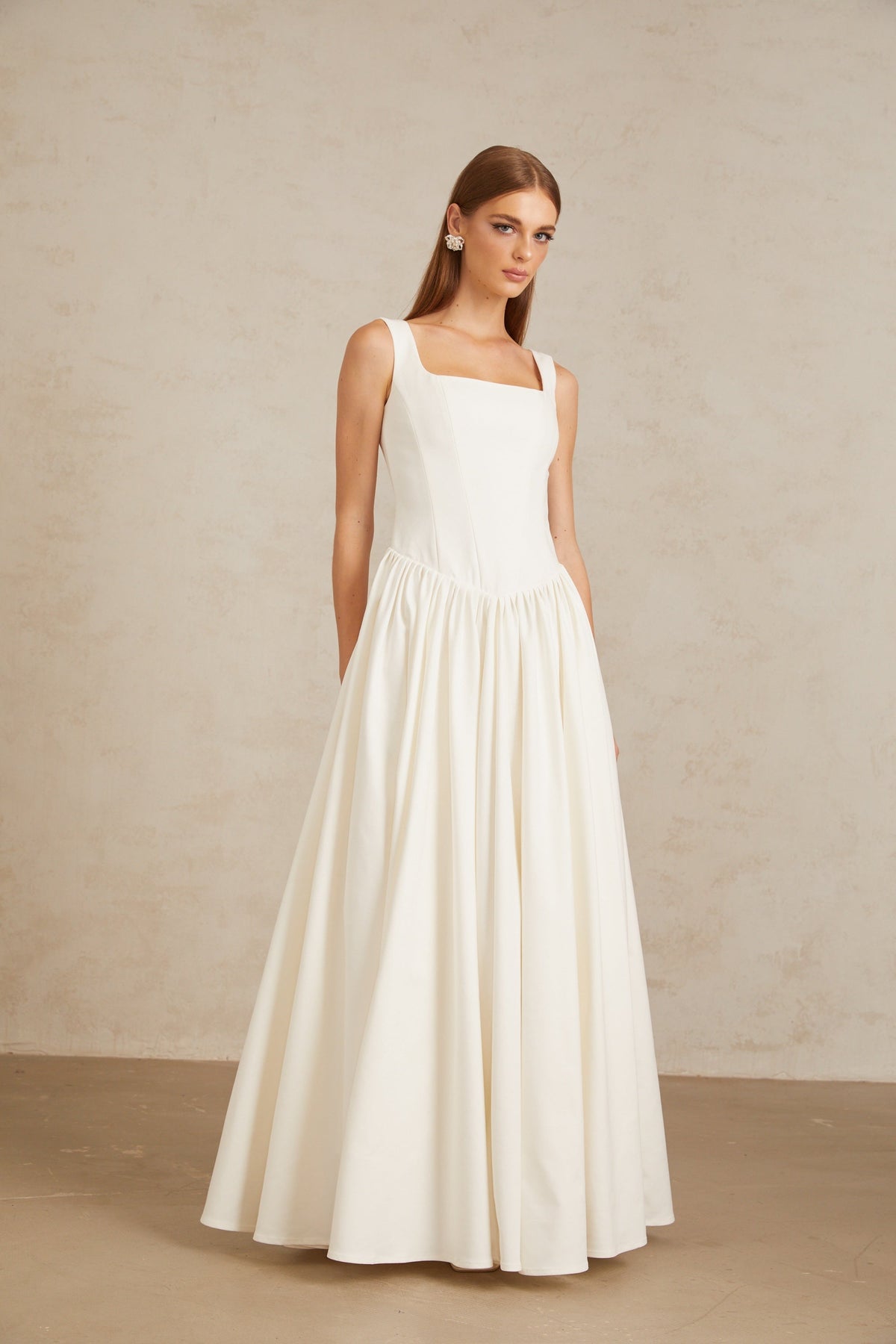 Sadie White Pleated Corset Maxi Gown (Final Sale)