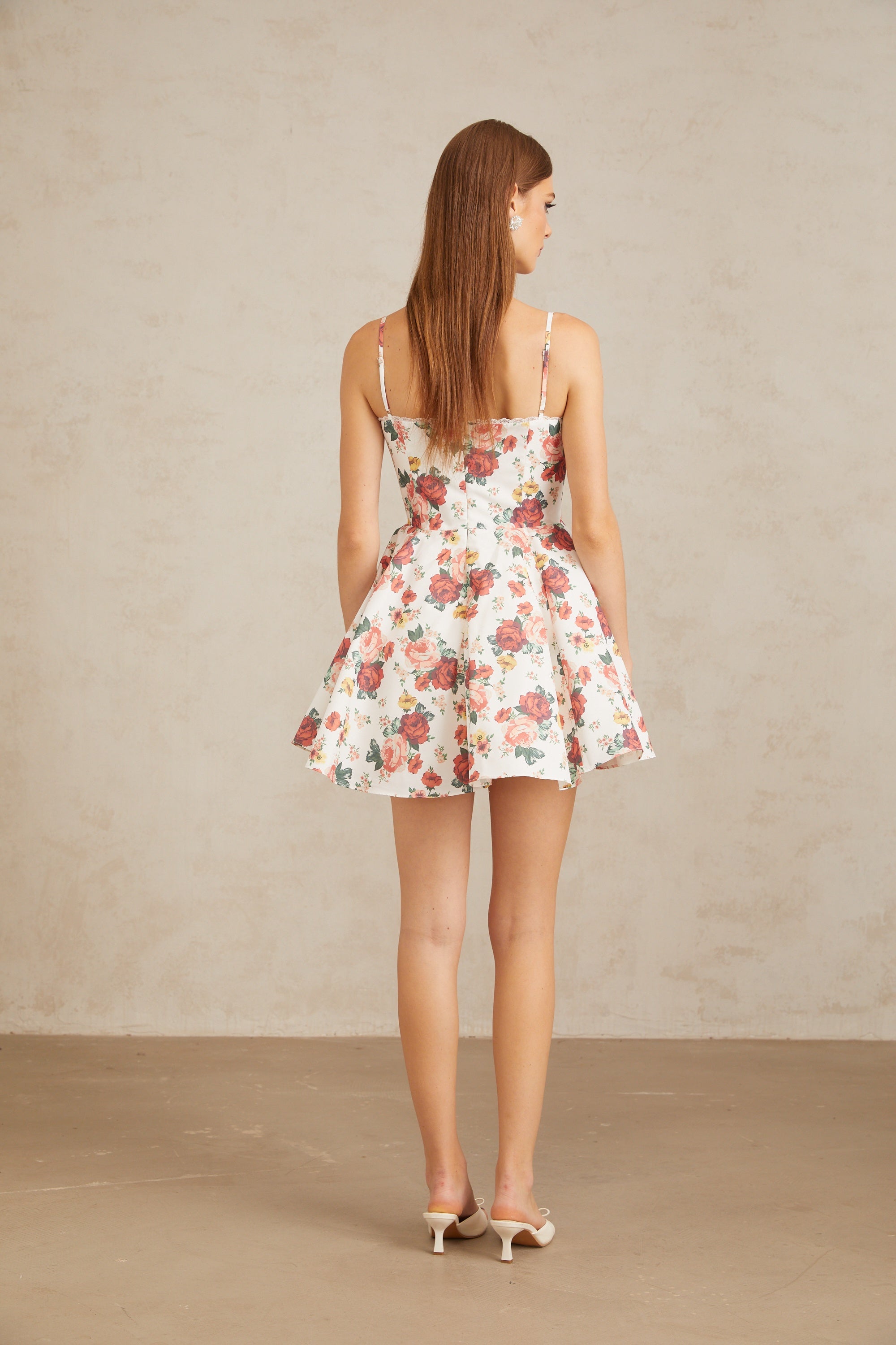 Airelle White Flounced Rose Print Mini Dress (Final Sale-US Only)