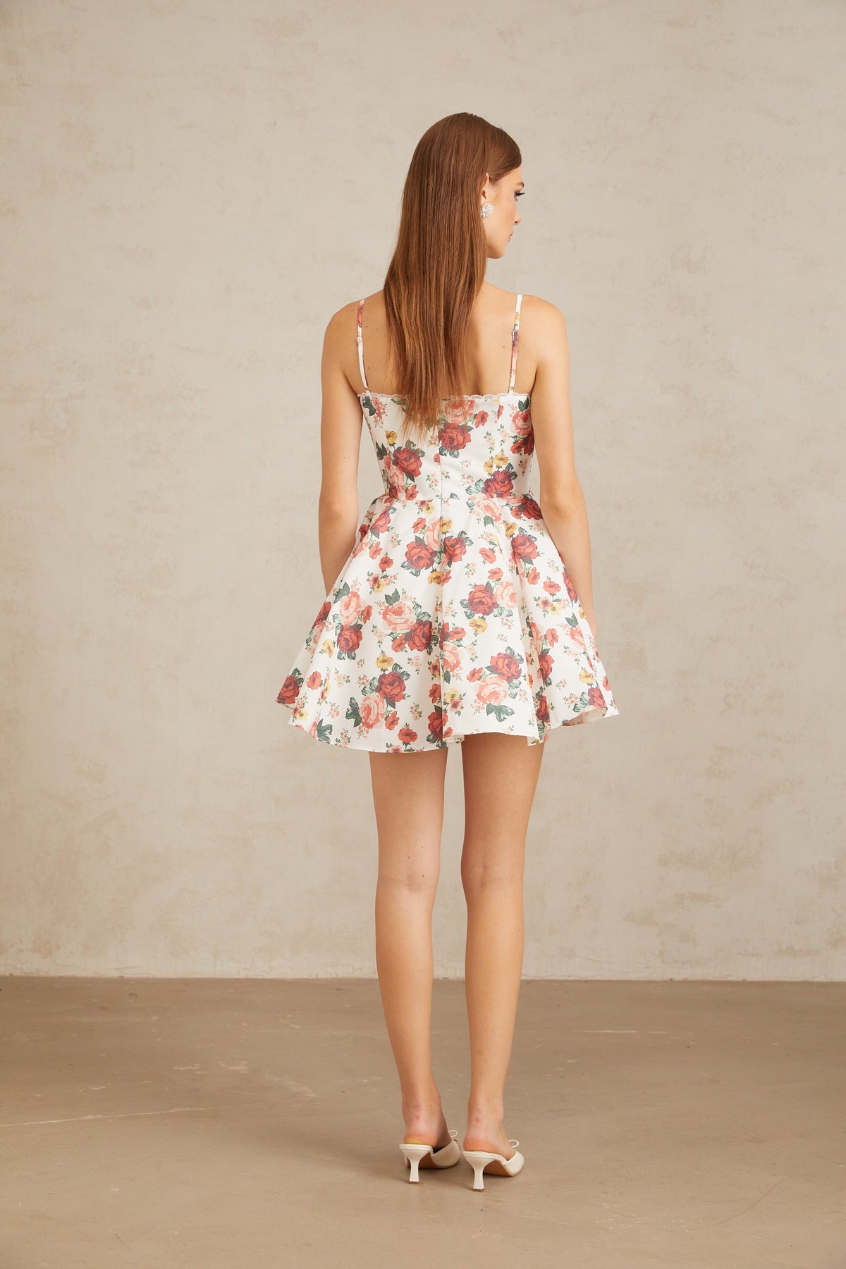 Airelle White Flounced Rose Print Mini Dress (Final Sale-US Only)