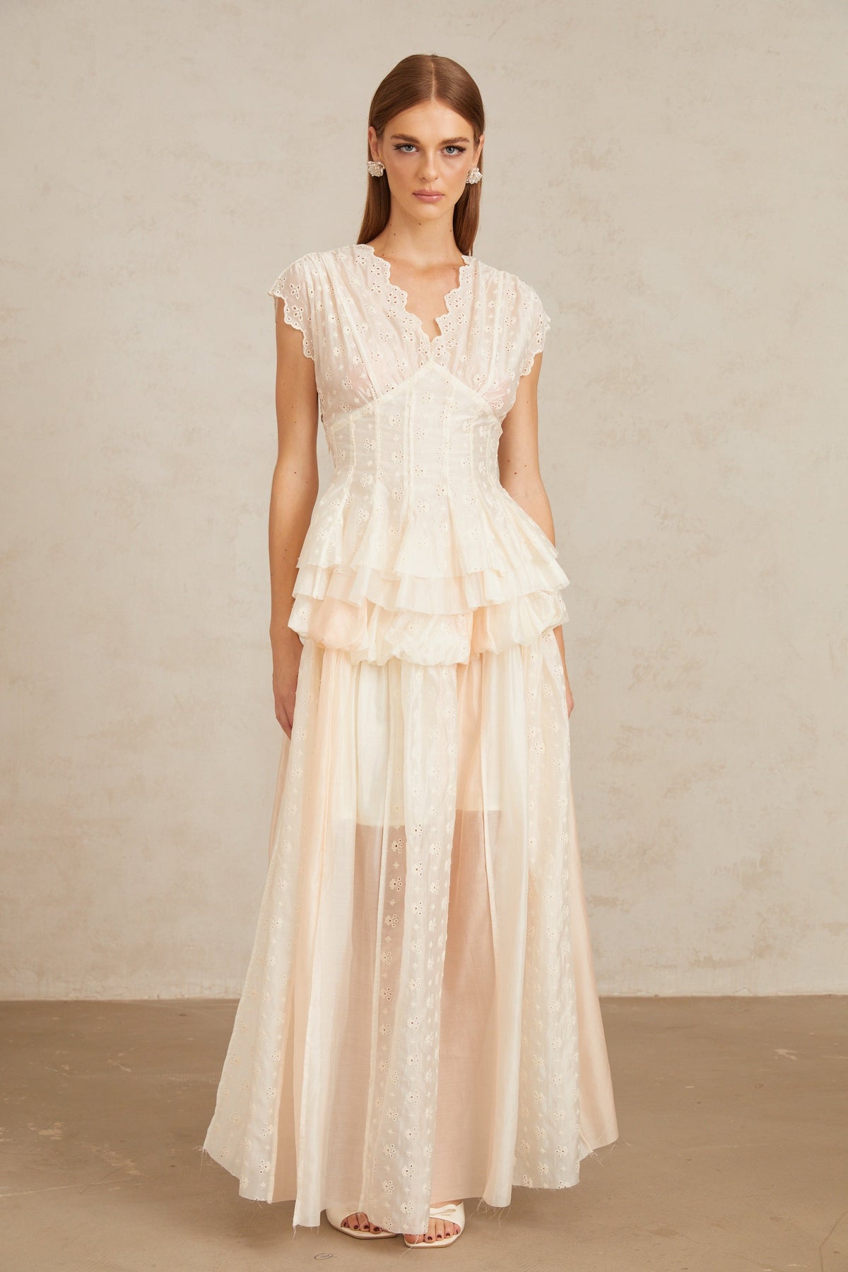 Vent Neutral Embroidered Top & Skirt Co-ord Set