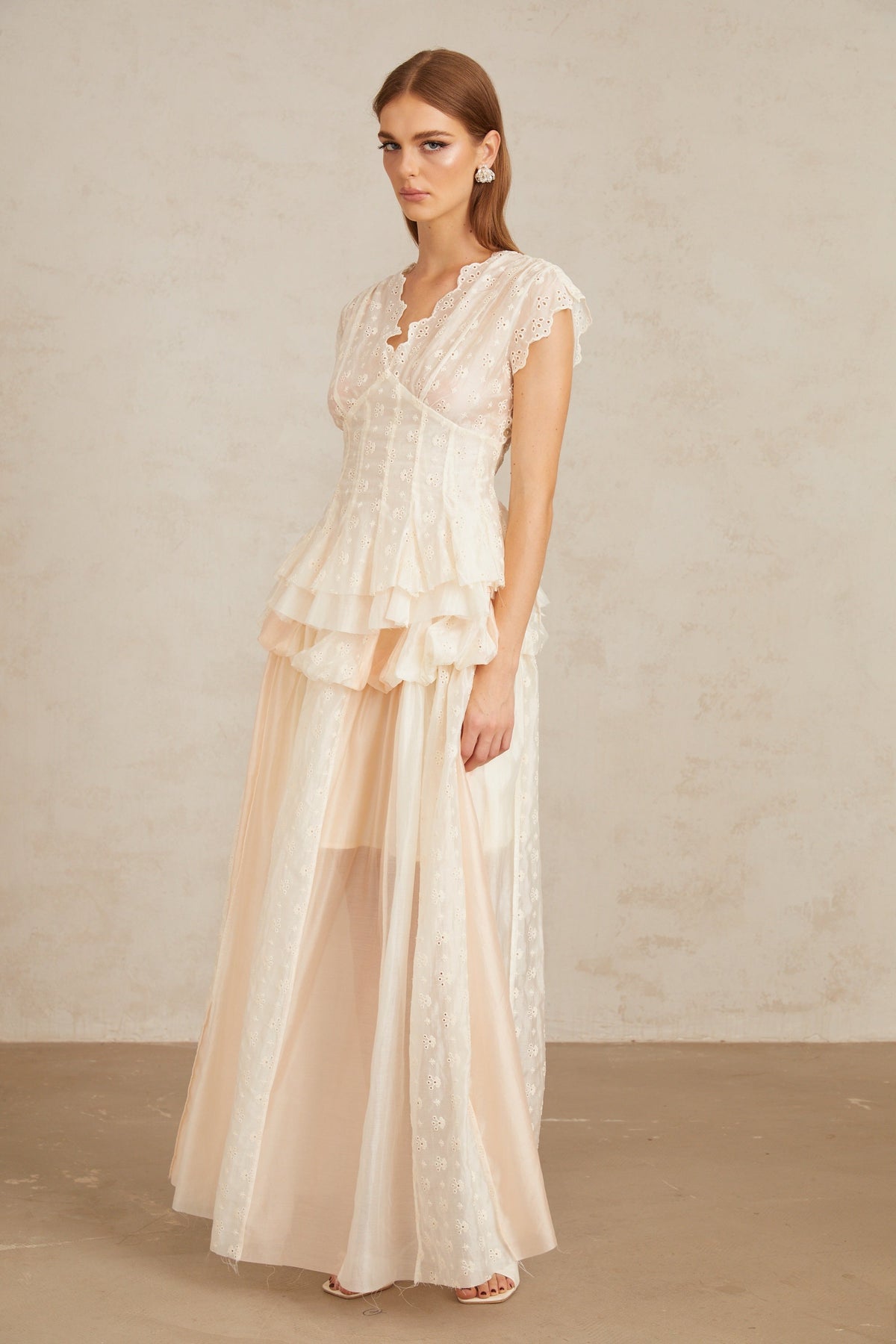 Vent Neutral Embroidered Top & Skirt Co-ord Set