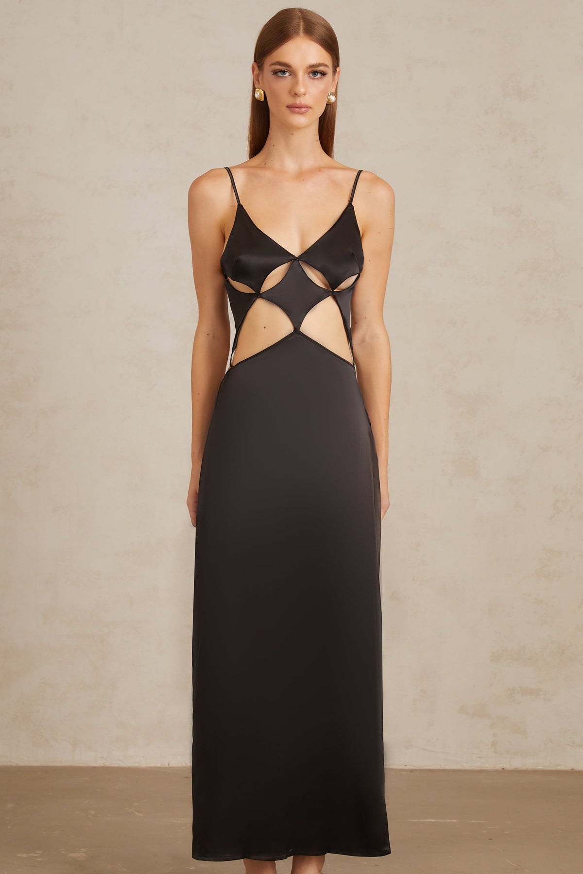 Noire Black Tie-Detail Cutout Maxi Gown (Final Sale)