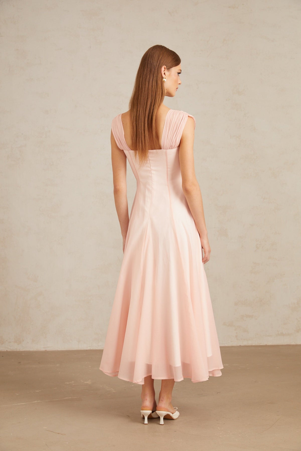Érasme Pink Flounced Midi Dress (Final Sale-US Only)