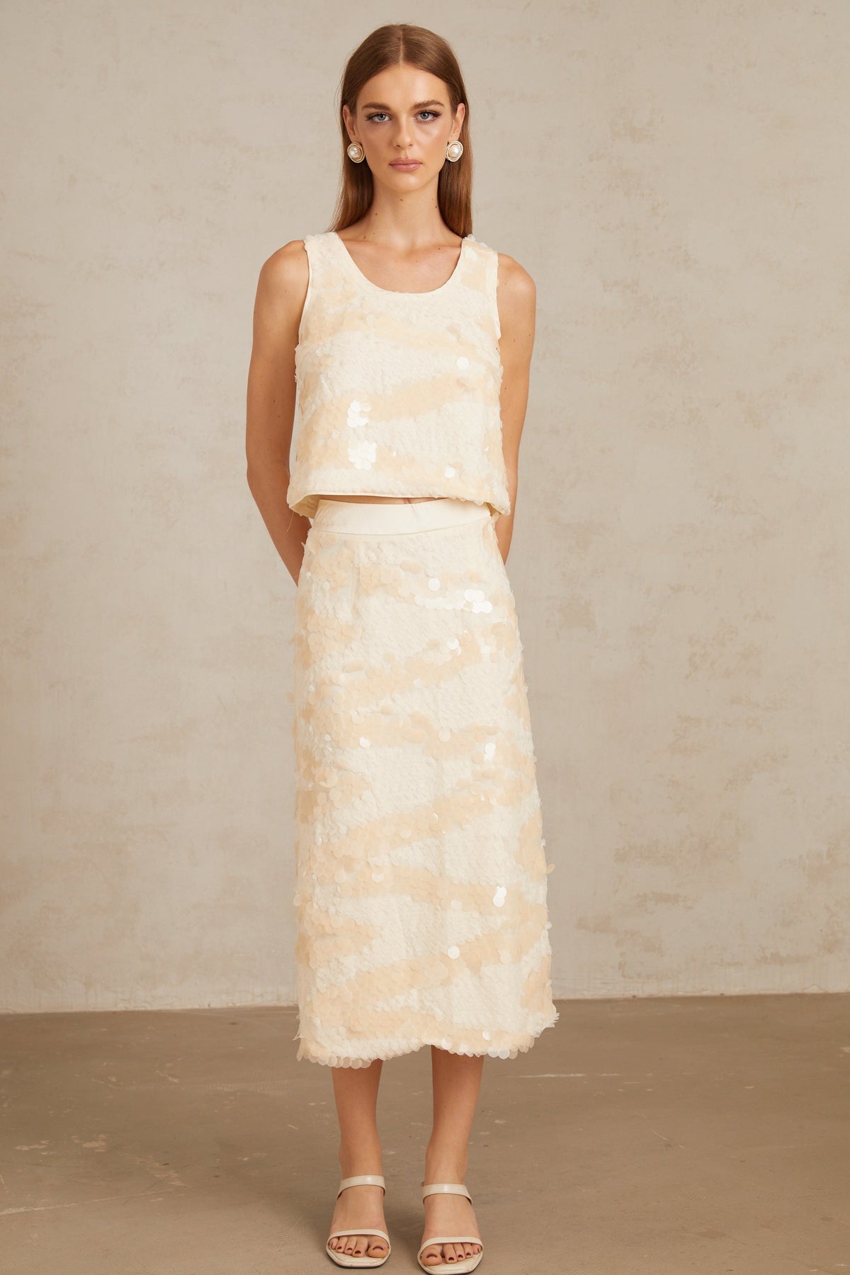 Maisie Textured Embellished Sequin Top & Skirt Co-ord