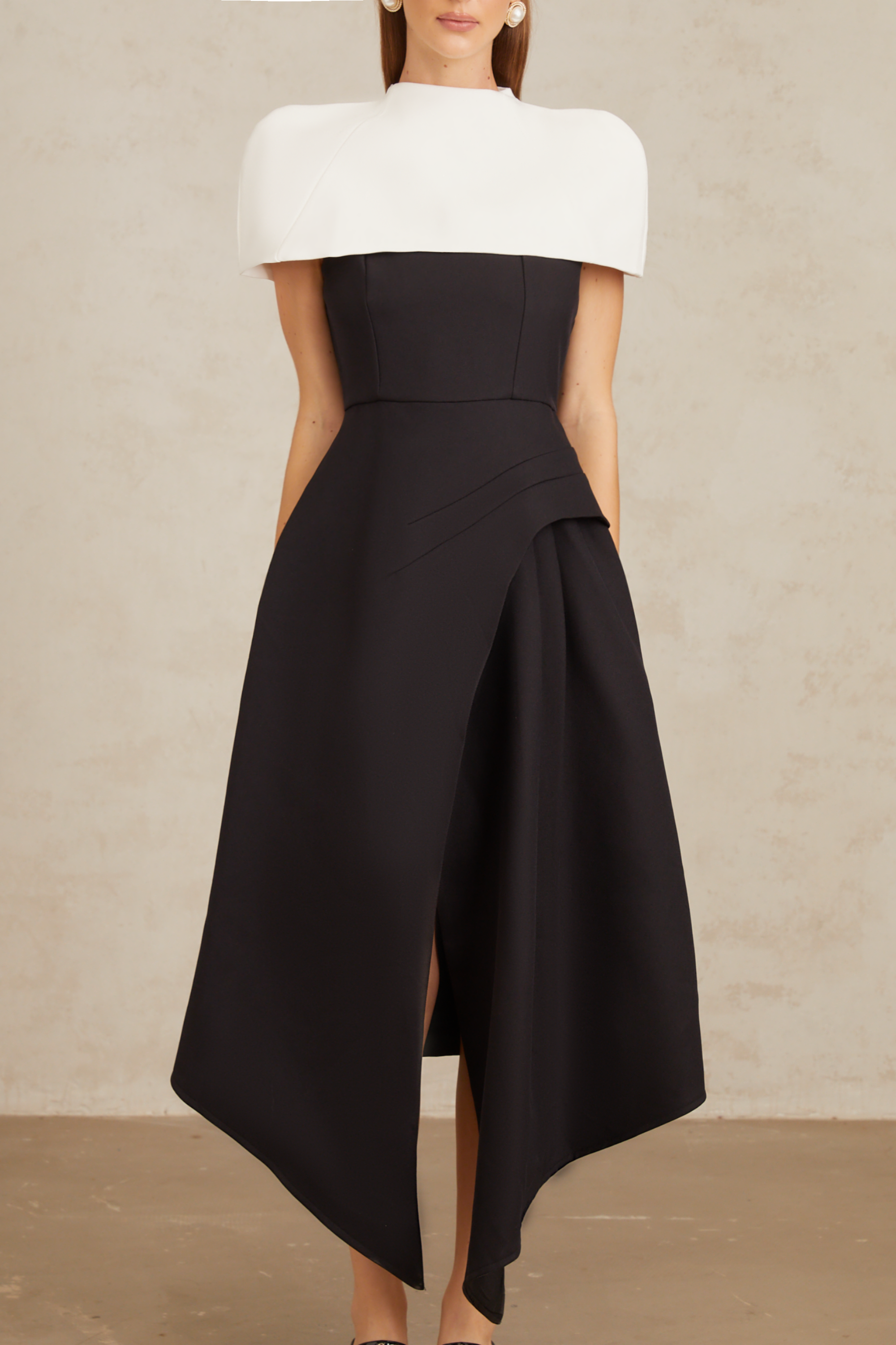 Fabienne Color Block Midi Dress with Shawl Detail (Final Sale-US Only)