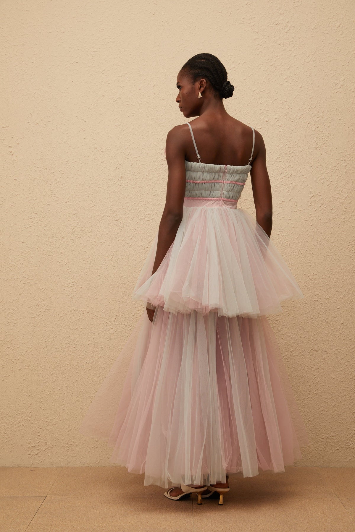 Hermione Grey 3D Petal Tulle Maxi Dress (Final Sale-US Only)