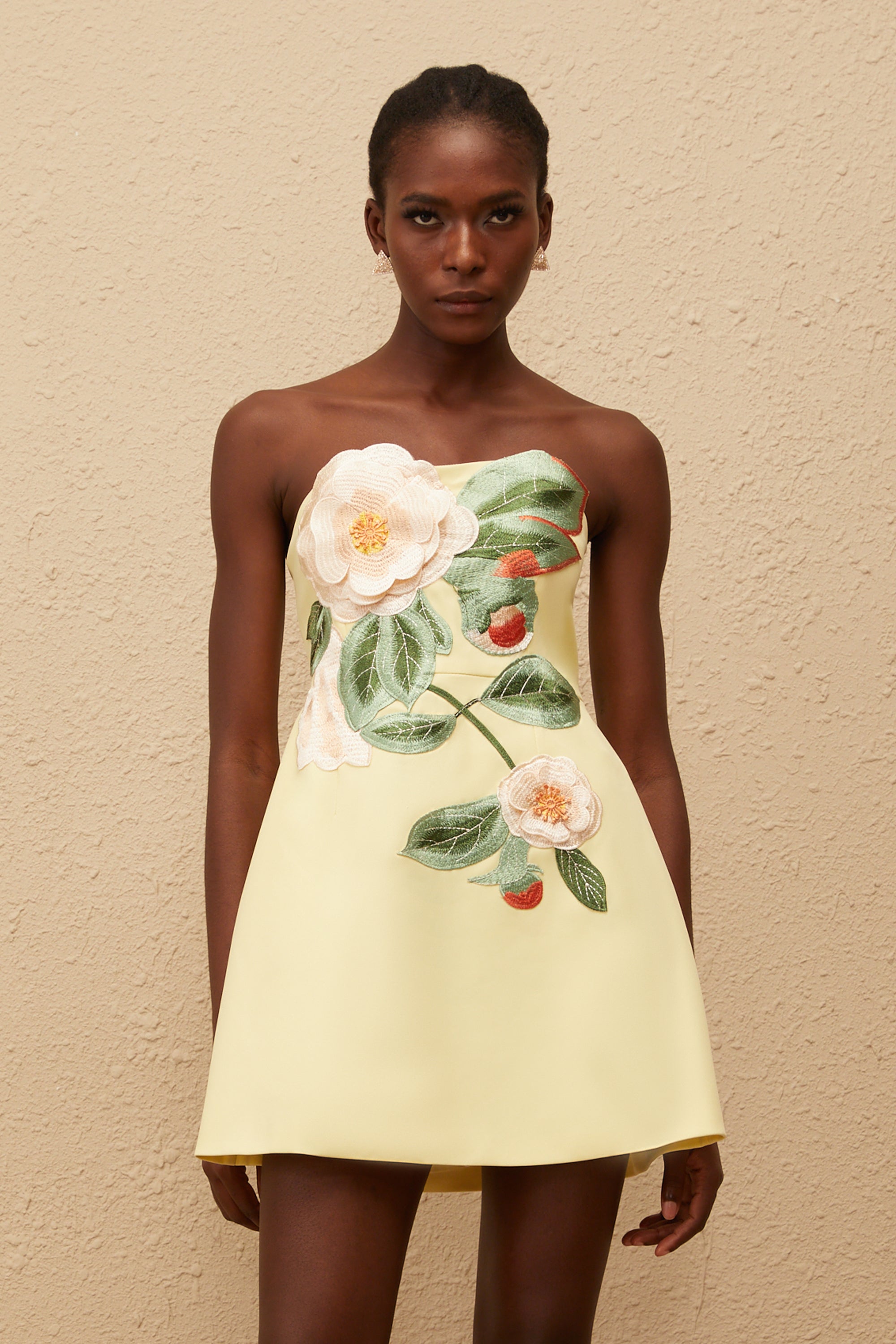 Abigail Yellow Floral Embroidered Mini Dress (Final Sale-US Only)