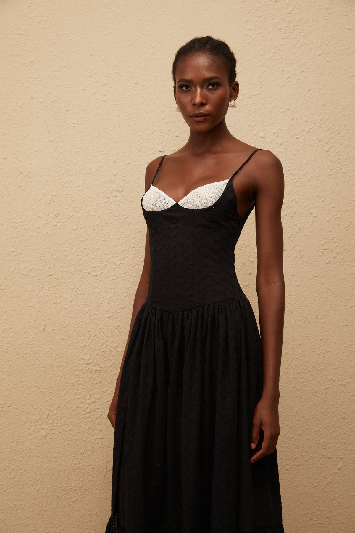Amalia Black Embroidered Corset Maxi Dress (Final Sale-US Only)