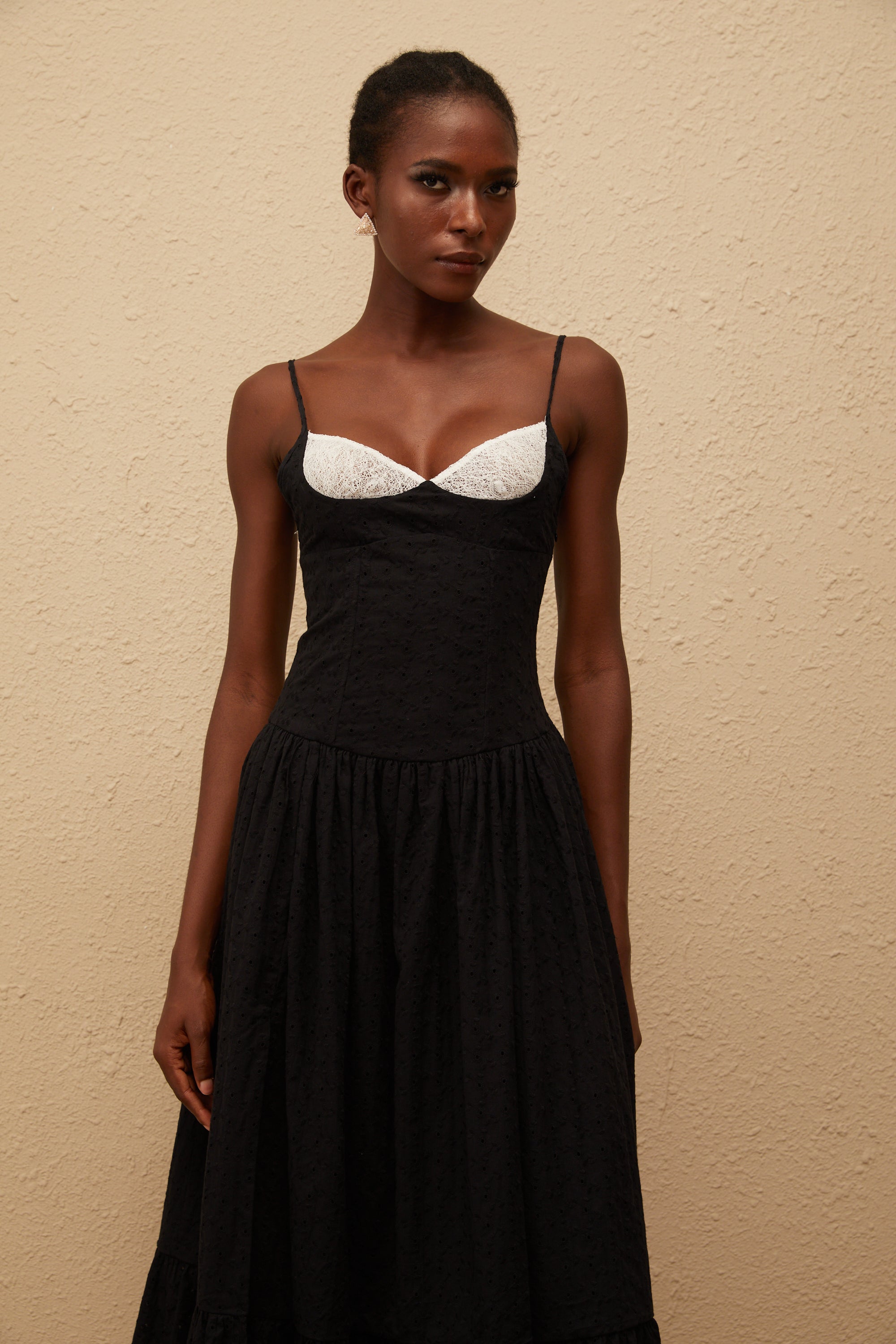Amalia Black Embroidered Corset Maxi Dress (Final Sale-US Only)