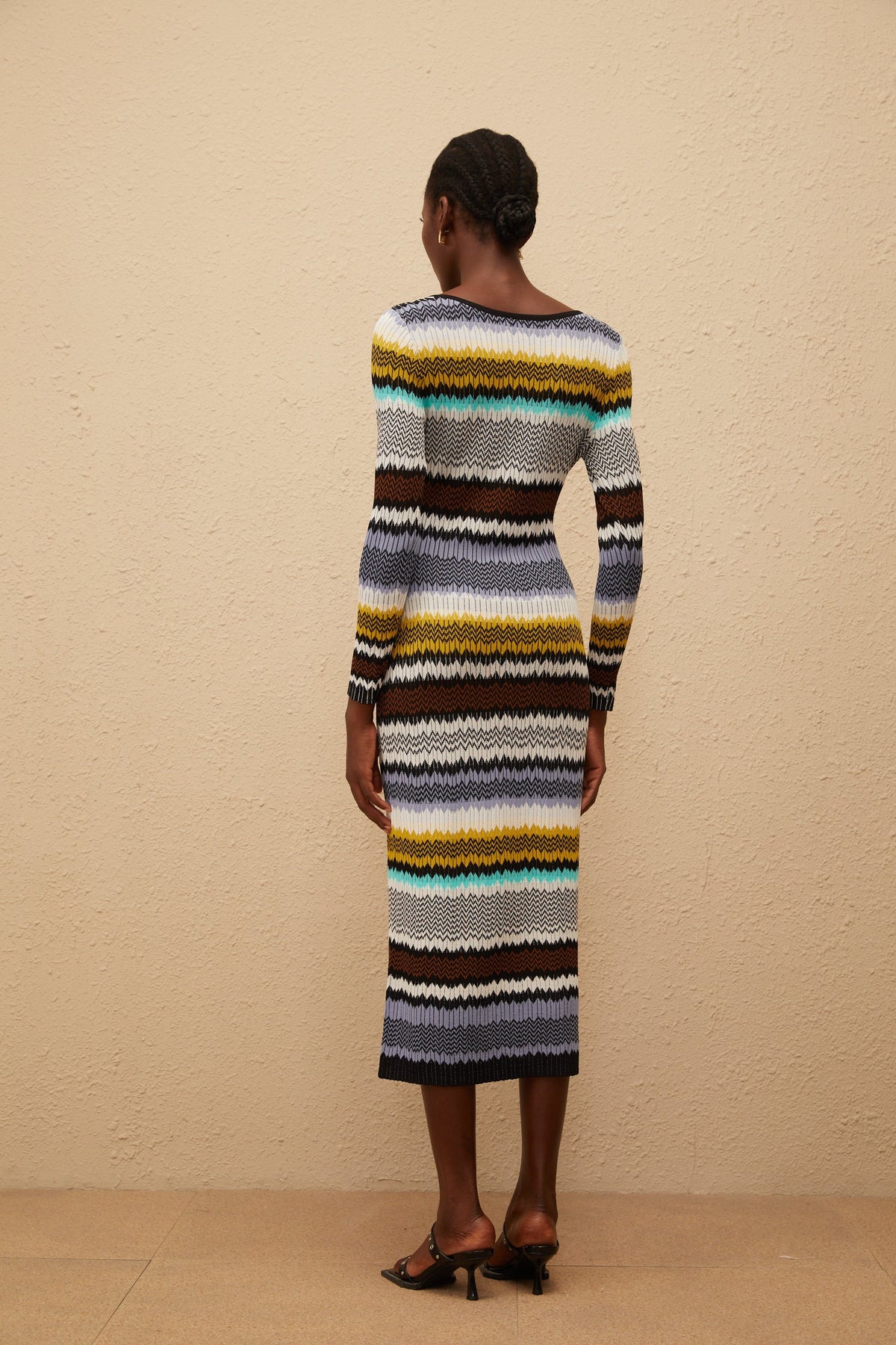 Frédérique Lilac Zigzag Woven Knit Midi Dress