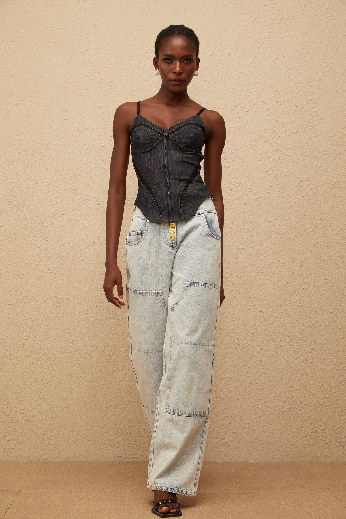 Veera Indigo Blue Bustier Denim Top
