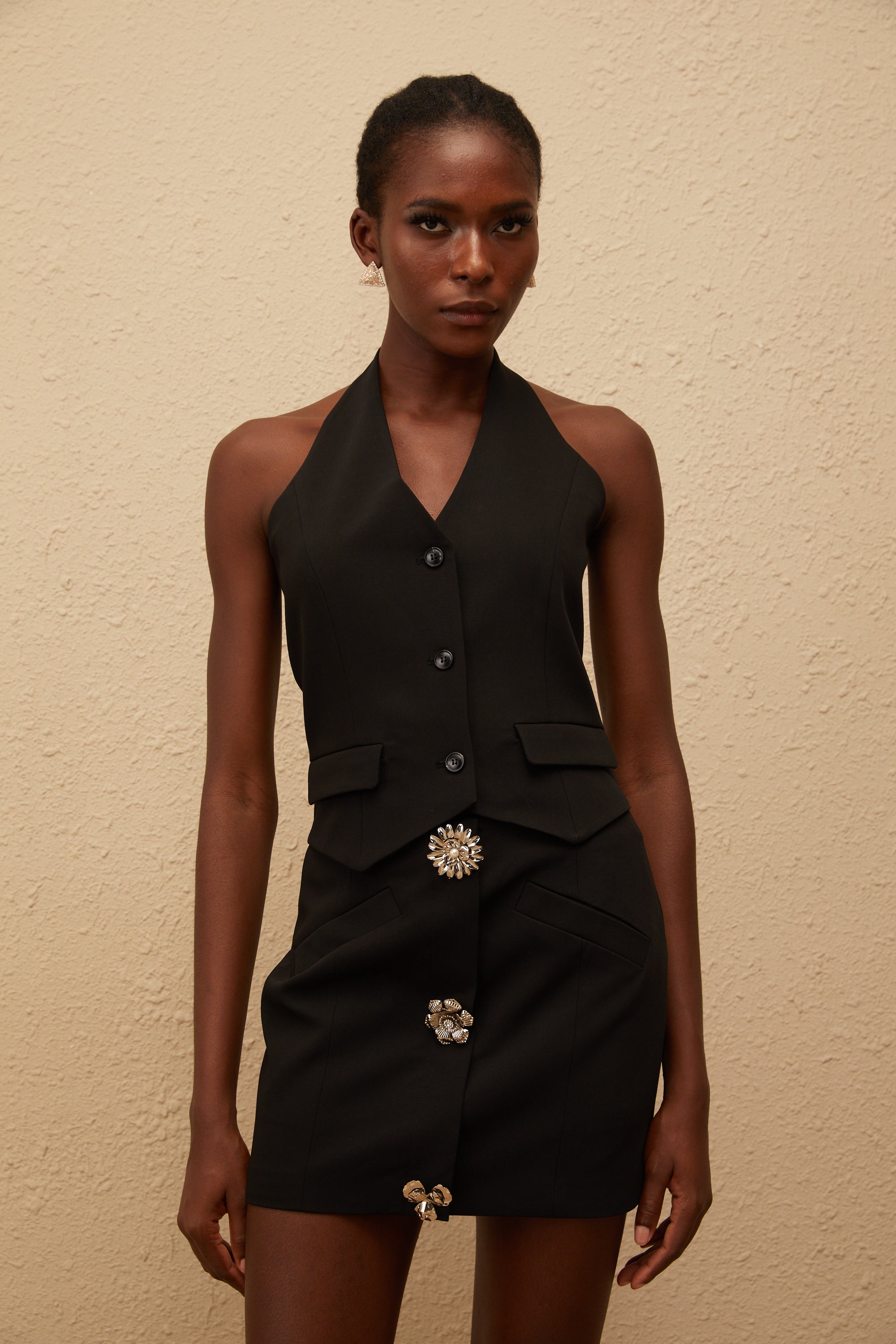 Marina Black Halterneck Waistcoat