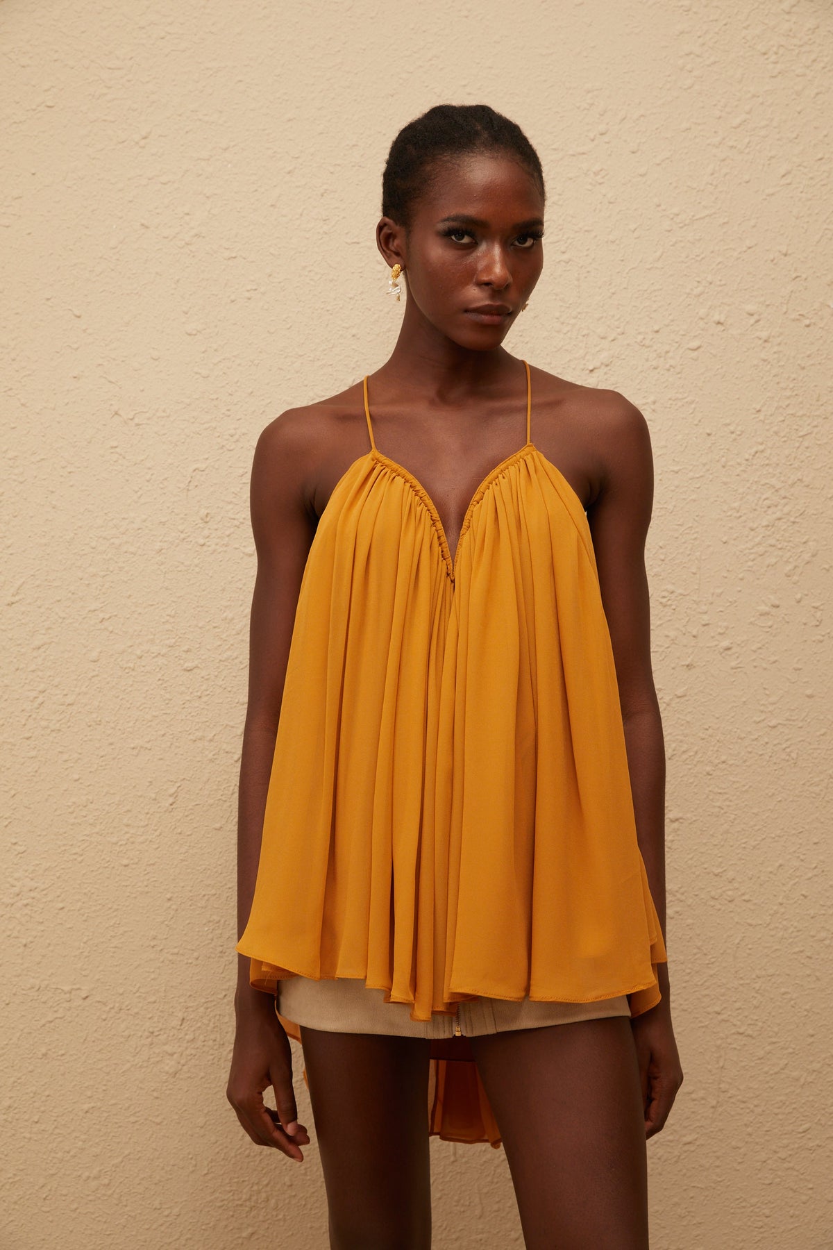 Nemesis Ginger Pleated Chiffon Top