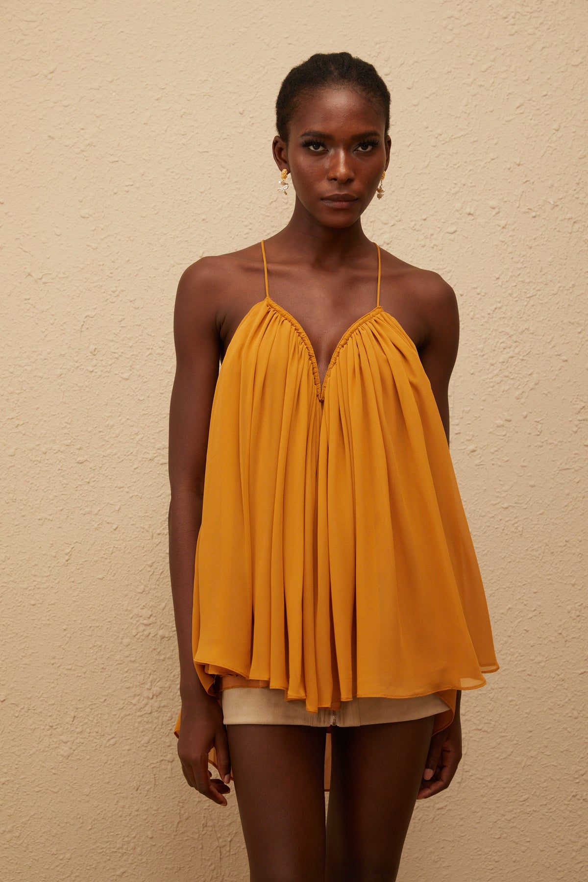 Nemesis Ginger Pleated Chiffon Top