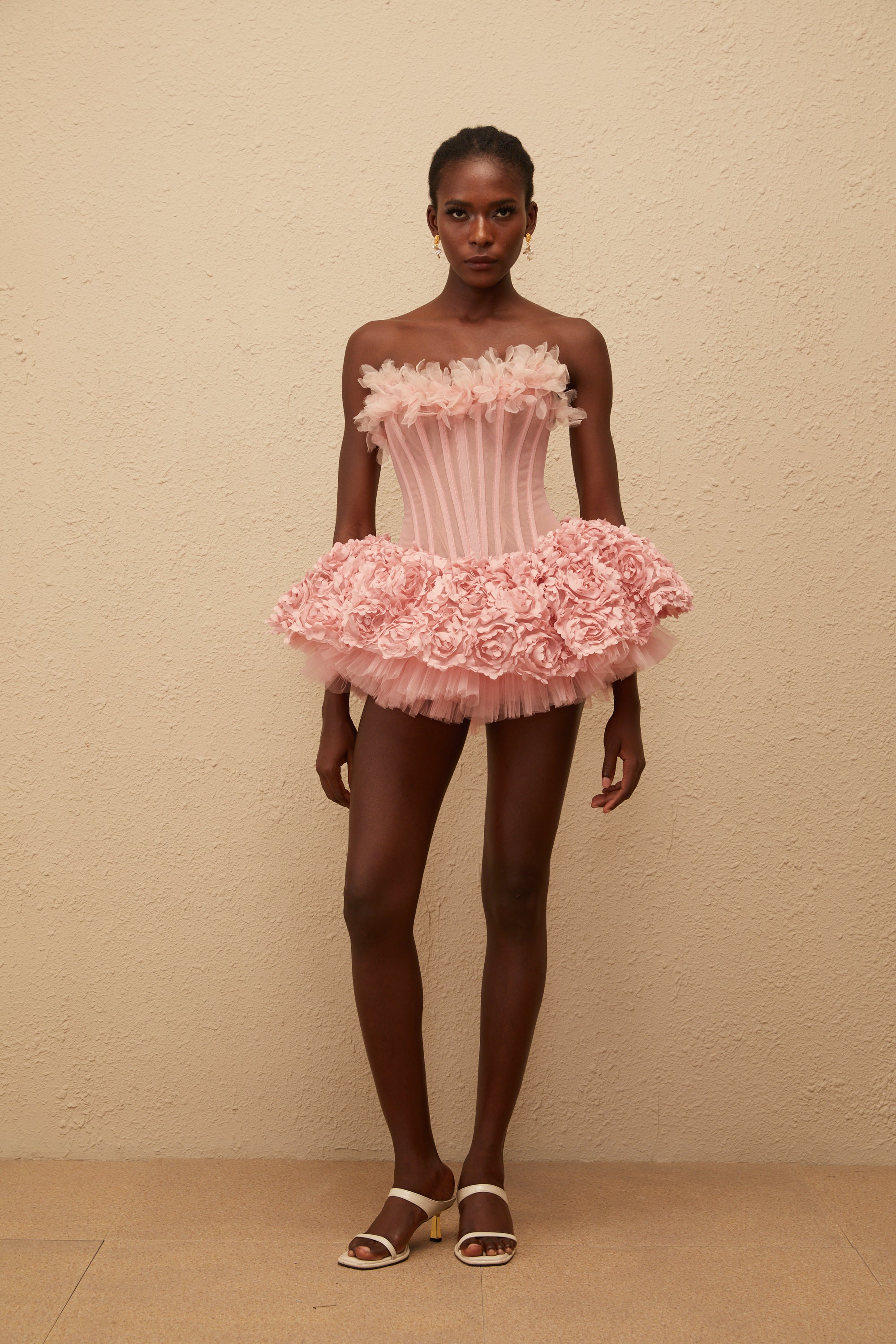 Rachel Pink 3D Petal Tulle Mini Dress
