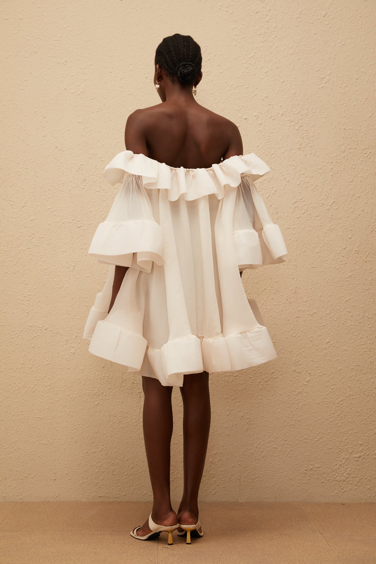 Flavie White Off Shoulder Ruffled Mini Dress (Final Sale-US Only)
