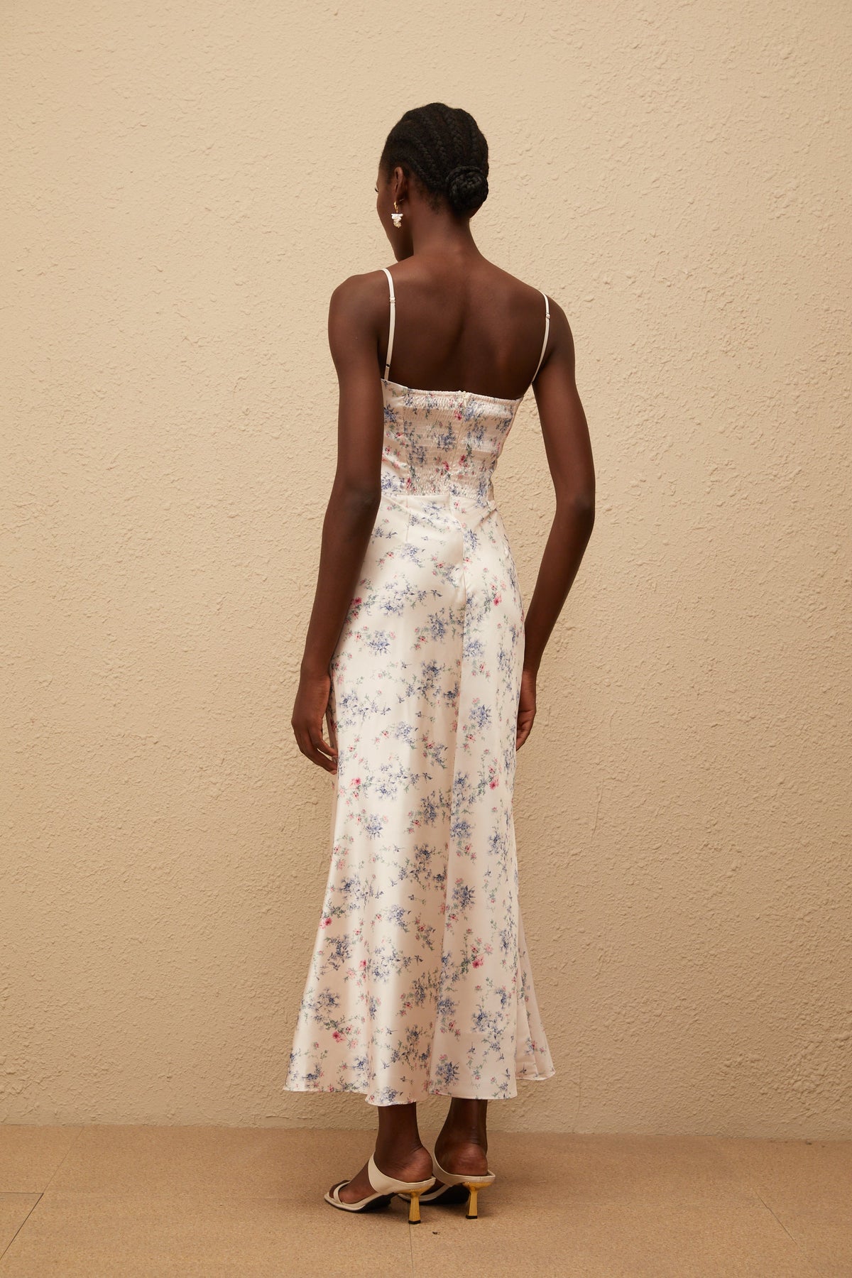 Angeliki White Floral Print Satin Maxi Dress (Final Sale-US Only)