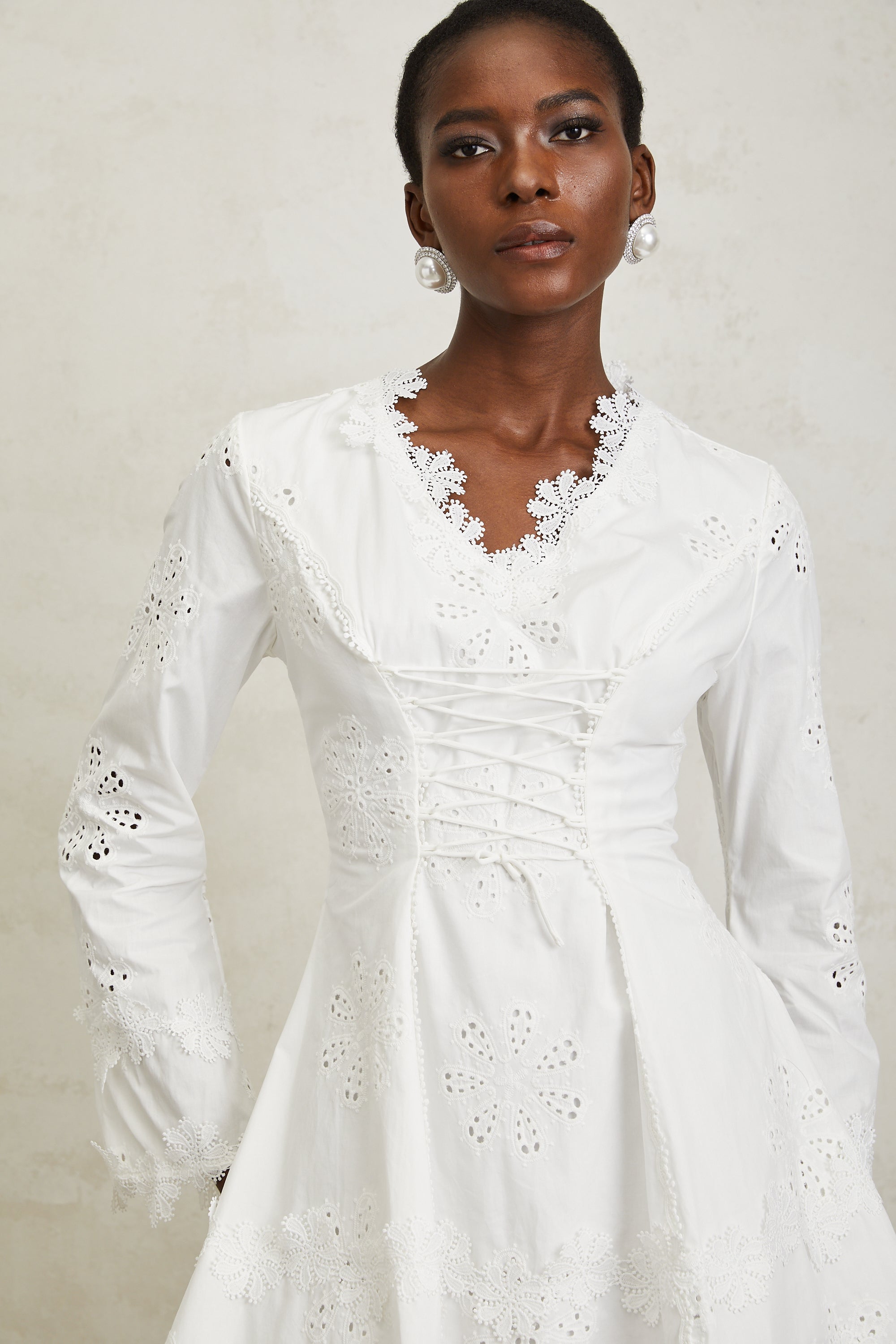 Nevaeh White Floral Embroidered Mini Dress