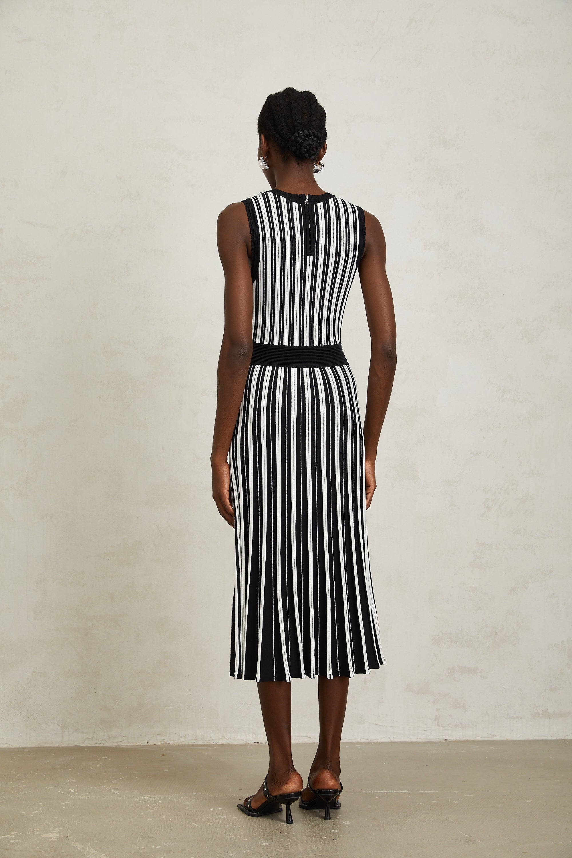 Capucine Black Vertical Striped Knit Midi Dress (Final Sale-US Only)