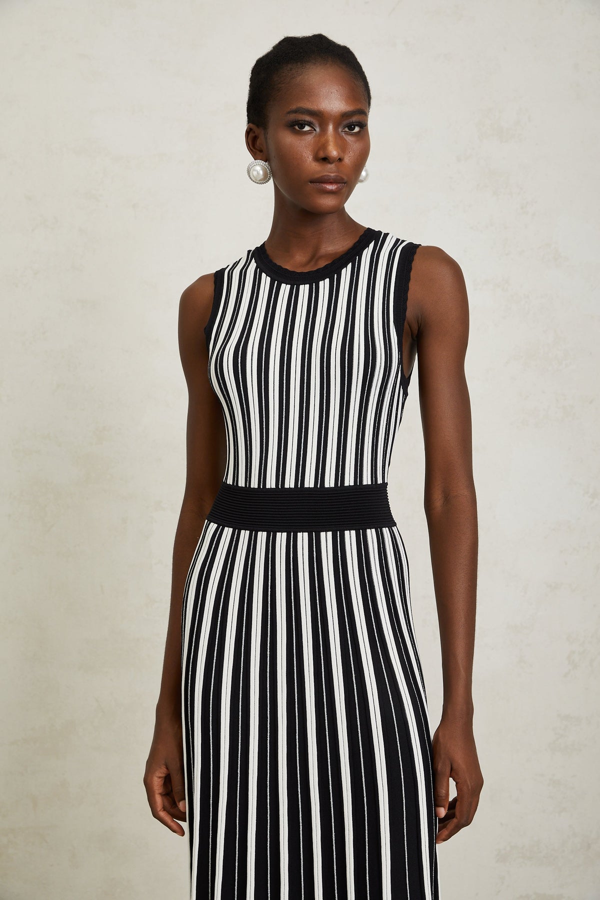 Capucine Black Vertical Striped Knit Midi Dress (Final Sale-US Only)
