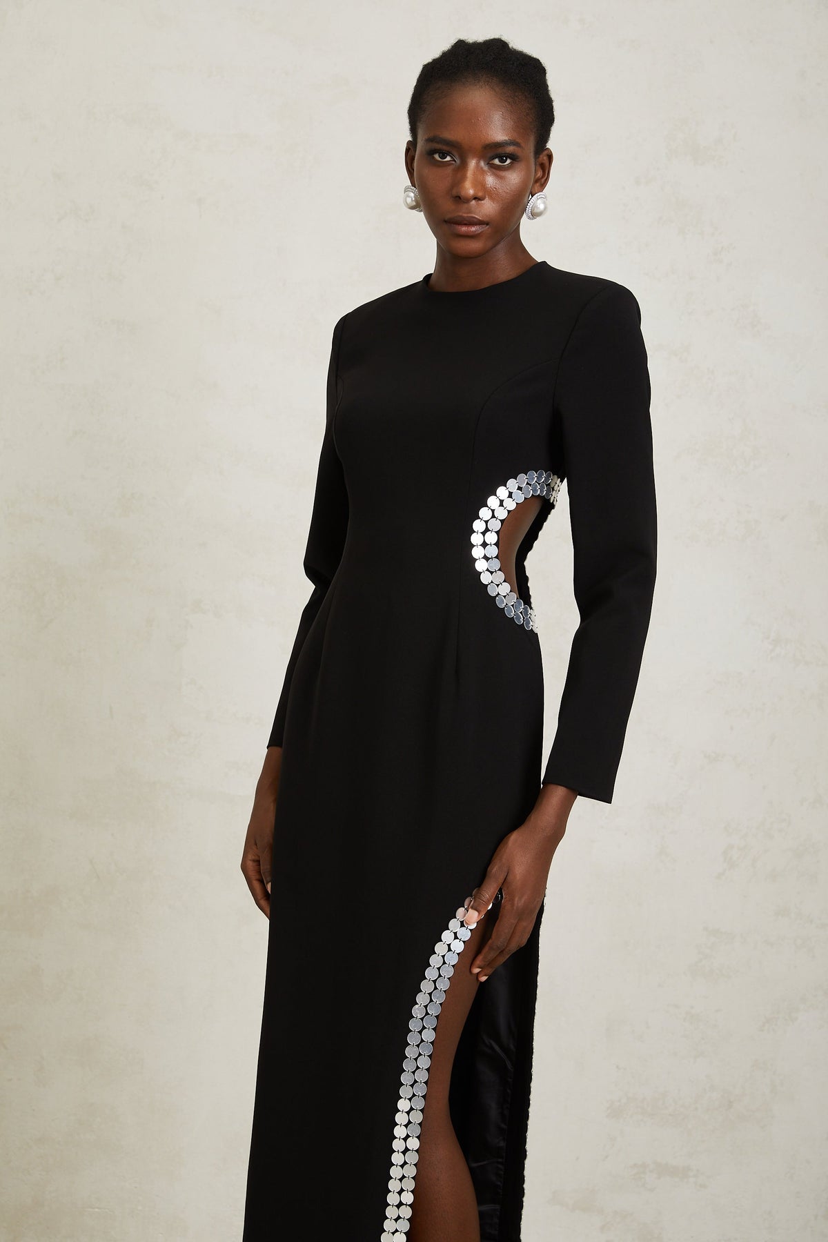Antonia Black Cut Out Sequined Maxi Dress