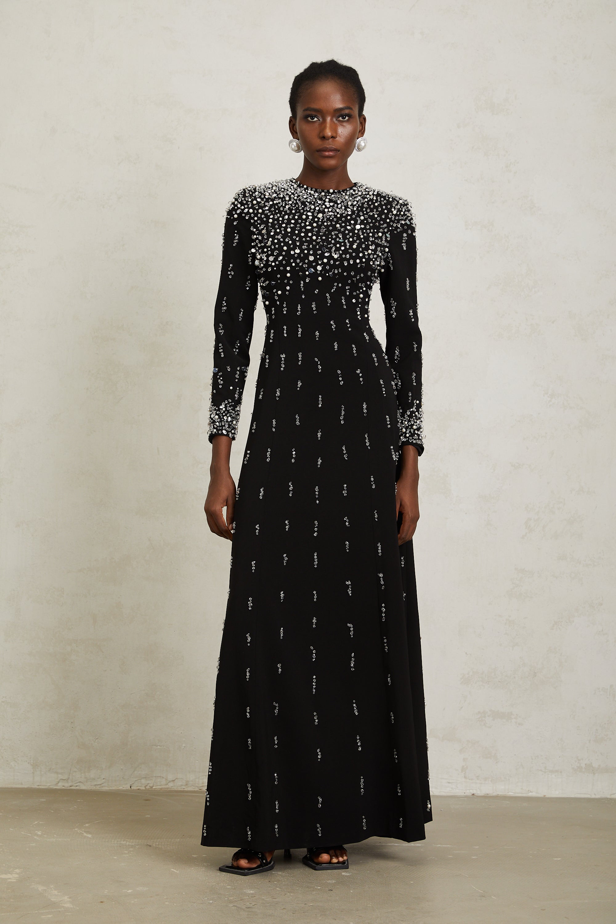 Margarita Black Embellished Maxi Dress (Final Sale-US Only)