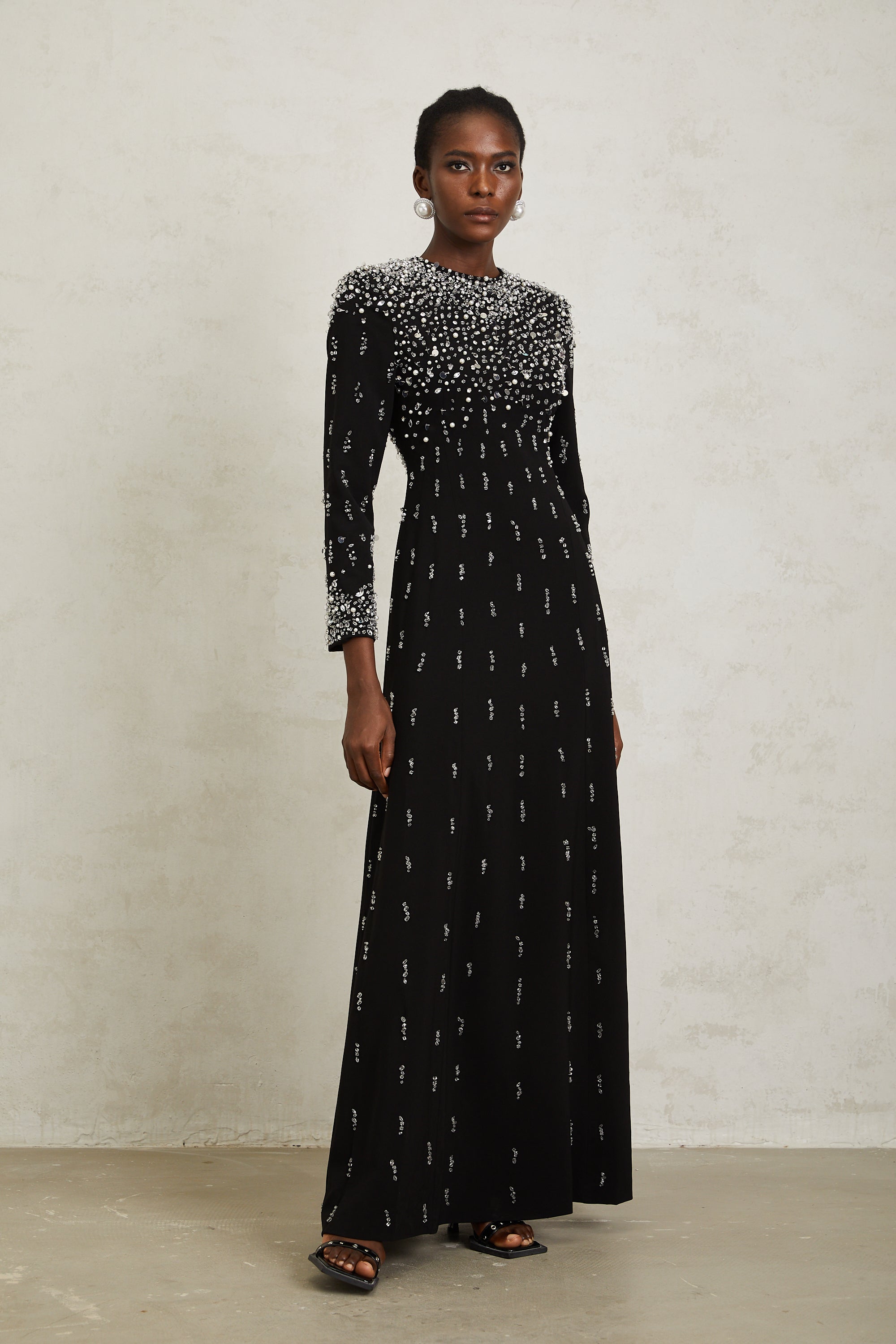 Margarita Black Embellished Maxi Dress