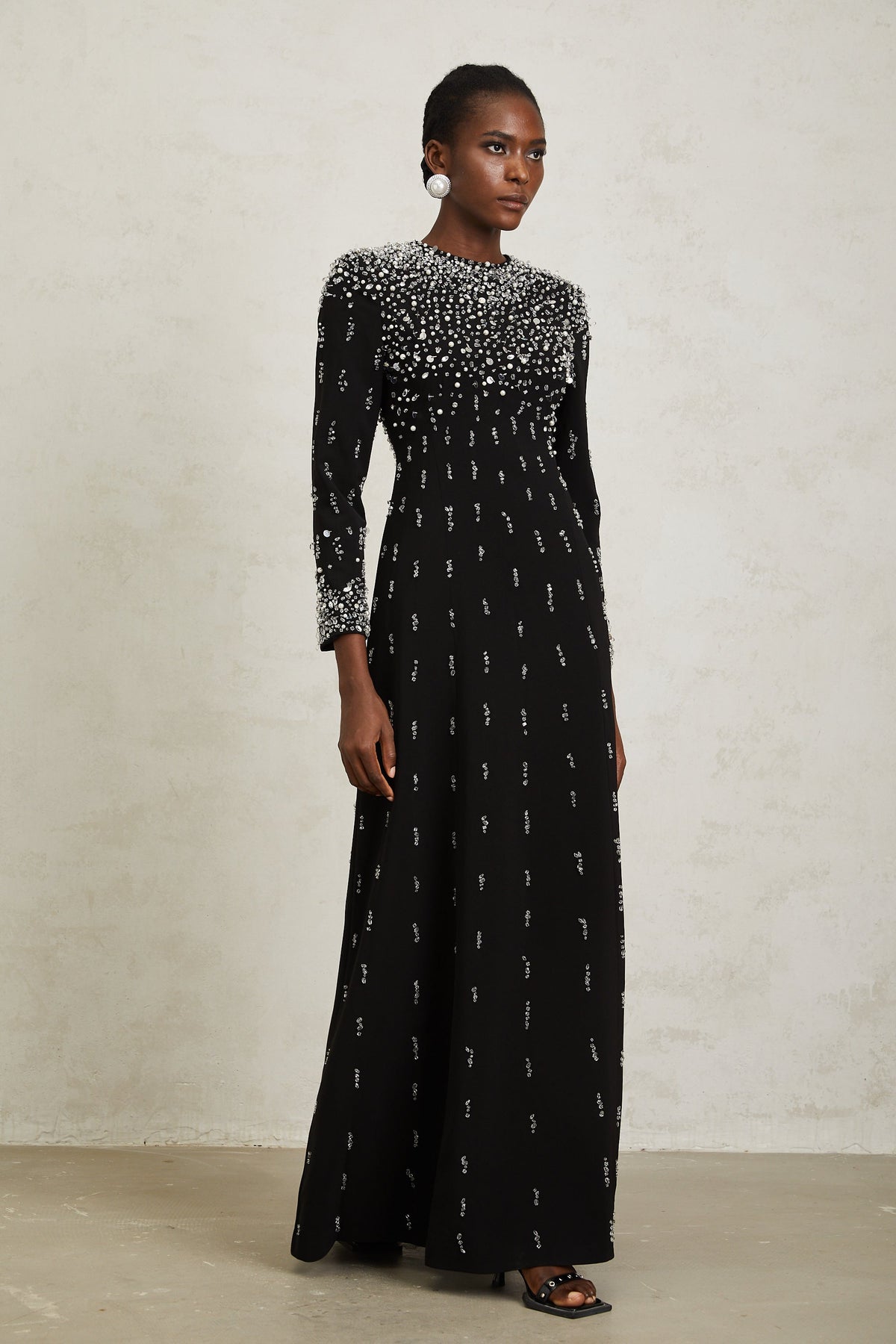 Margarita Black Embellished Maxi Dress