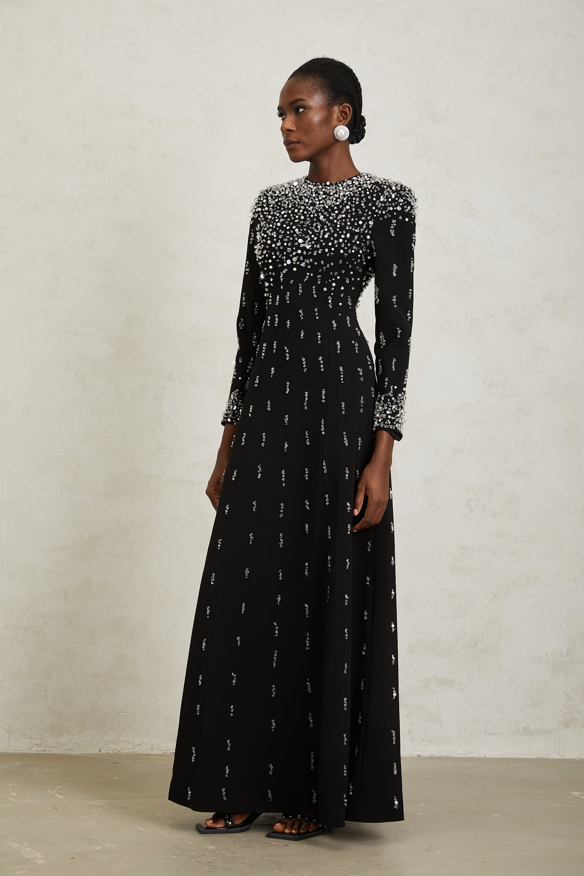 Margarita Black Embellished Maxi Dress (Final Sale-US Only)