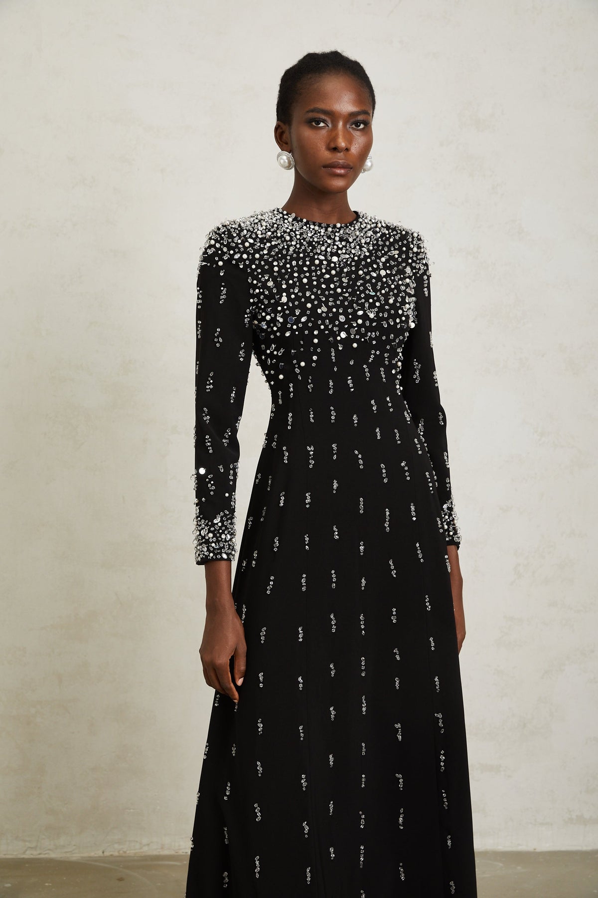 Margarita Black Embellished Maxi Dress