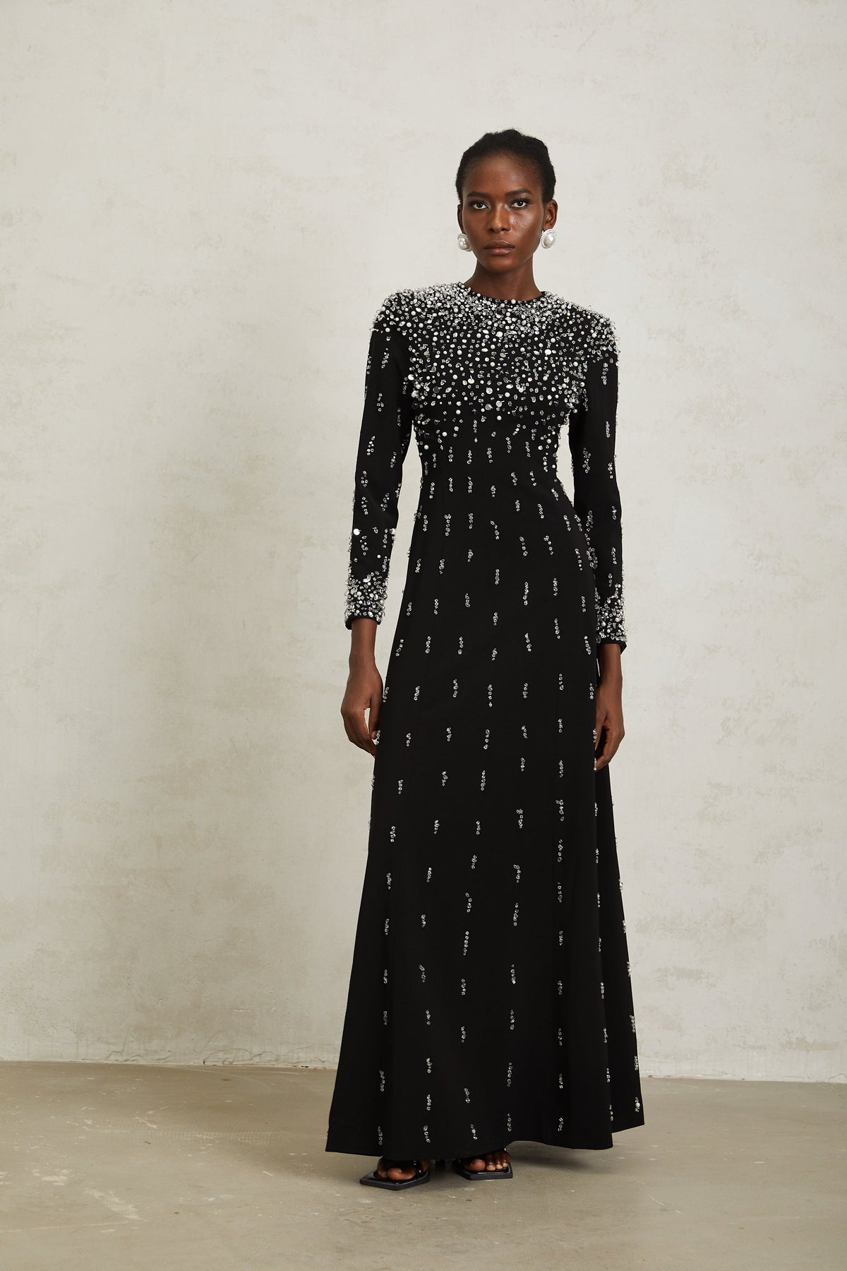 Margarita Black Embellished Maxi Dress