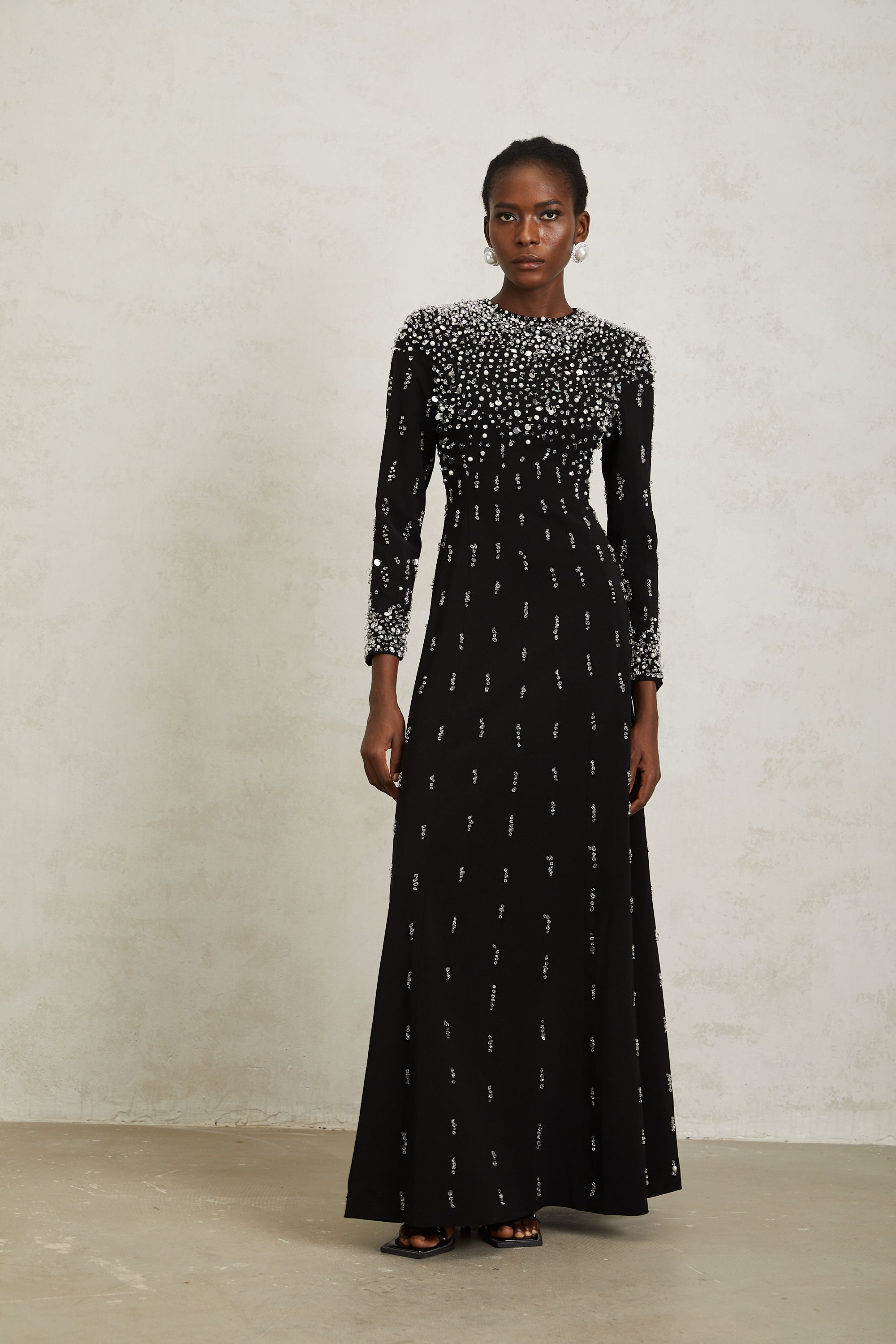 Margarita Black Embellished Maxi Dress (Final Sale-US Only)