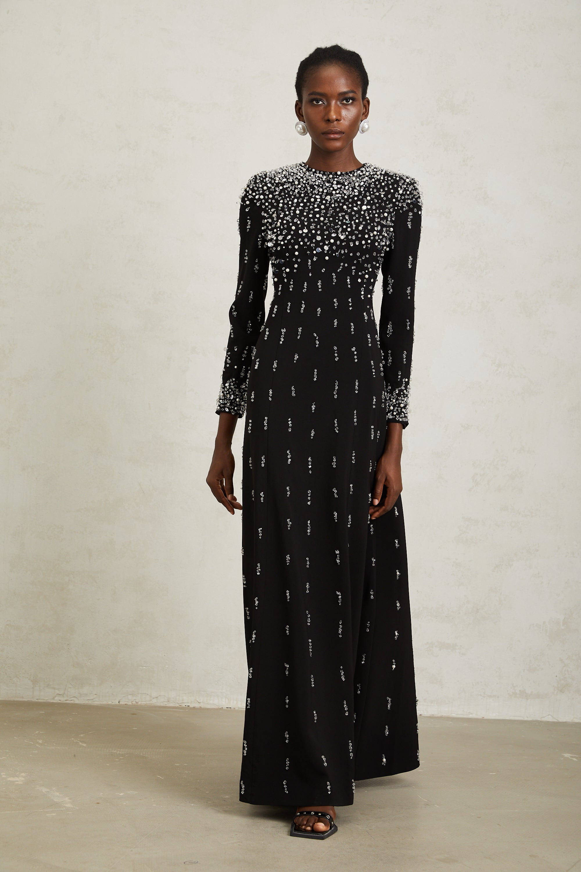Margarita Black Embellished Maxi Dress (Final Sale-US Only)