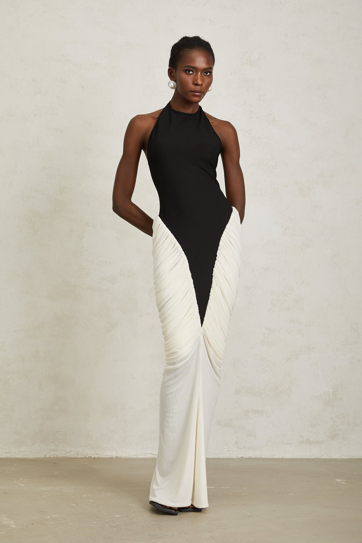 Jade Black Ruched Halterneck Maxi Bodycon Dress (Final Sale-US Only)