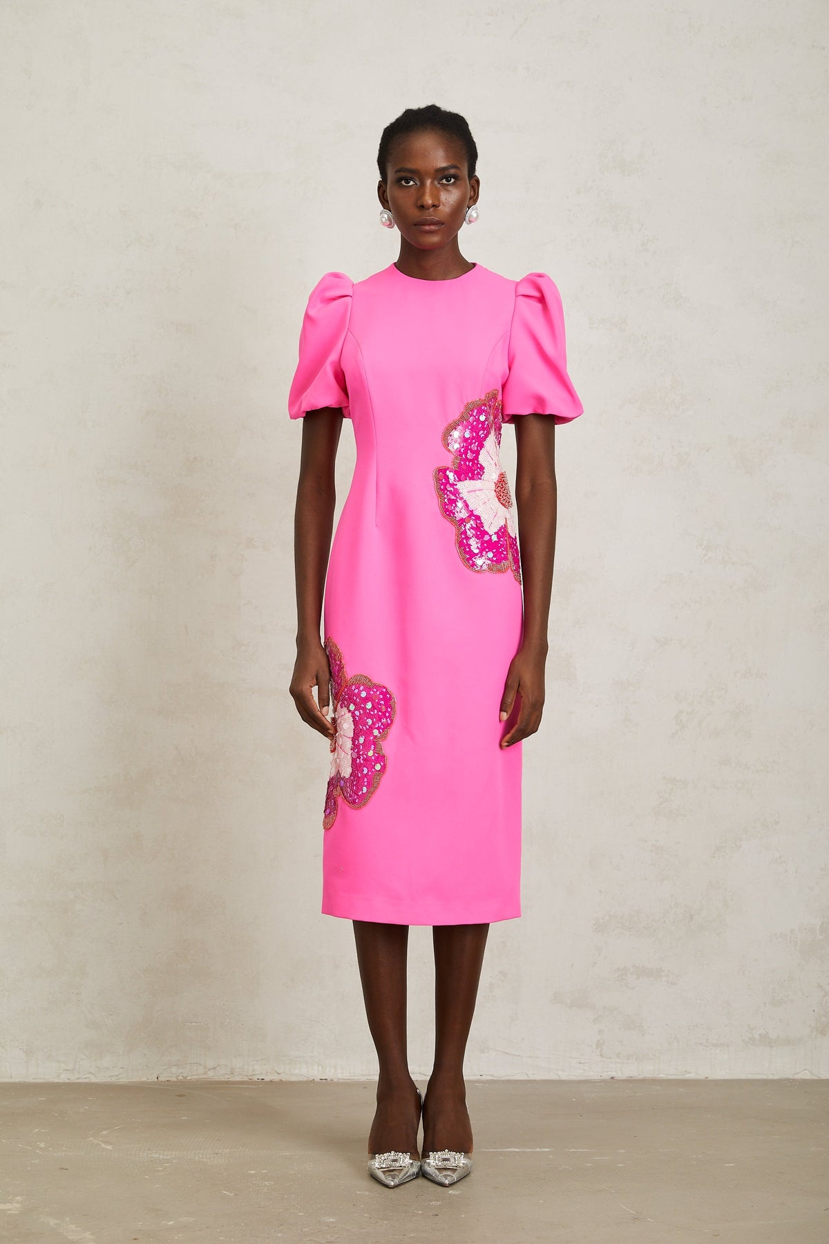 Ángela Pink Embellished Floral Midi Dress (Final Sale)
