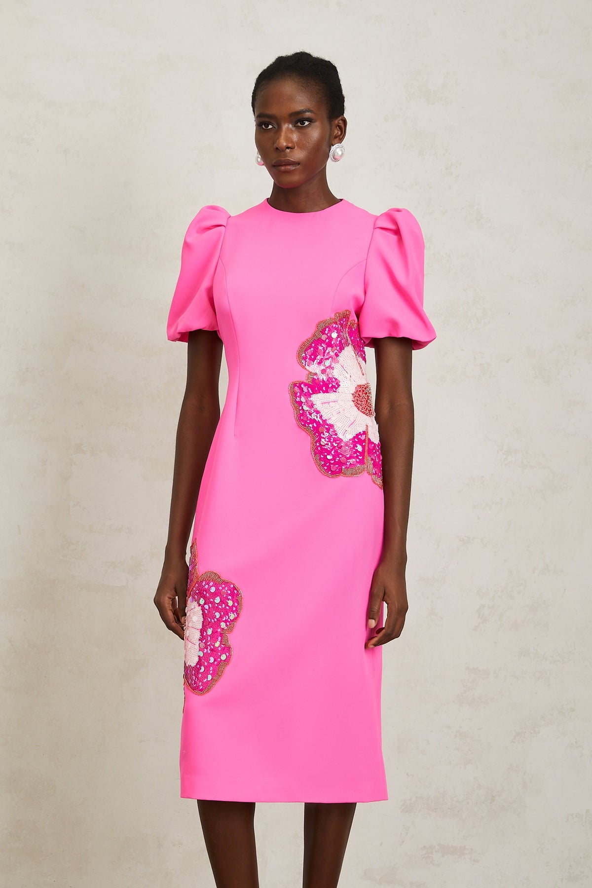Ángela Pink Embellished Floral Midi Dress (Final Sale)