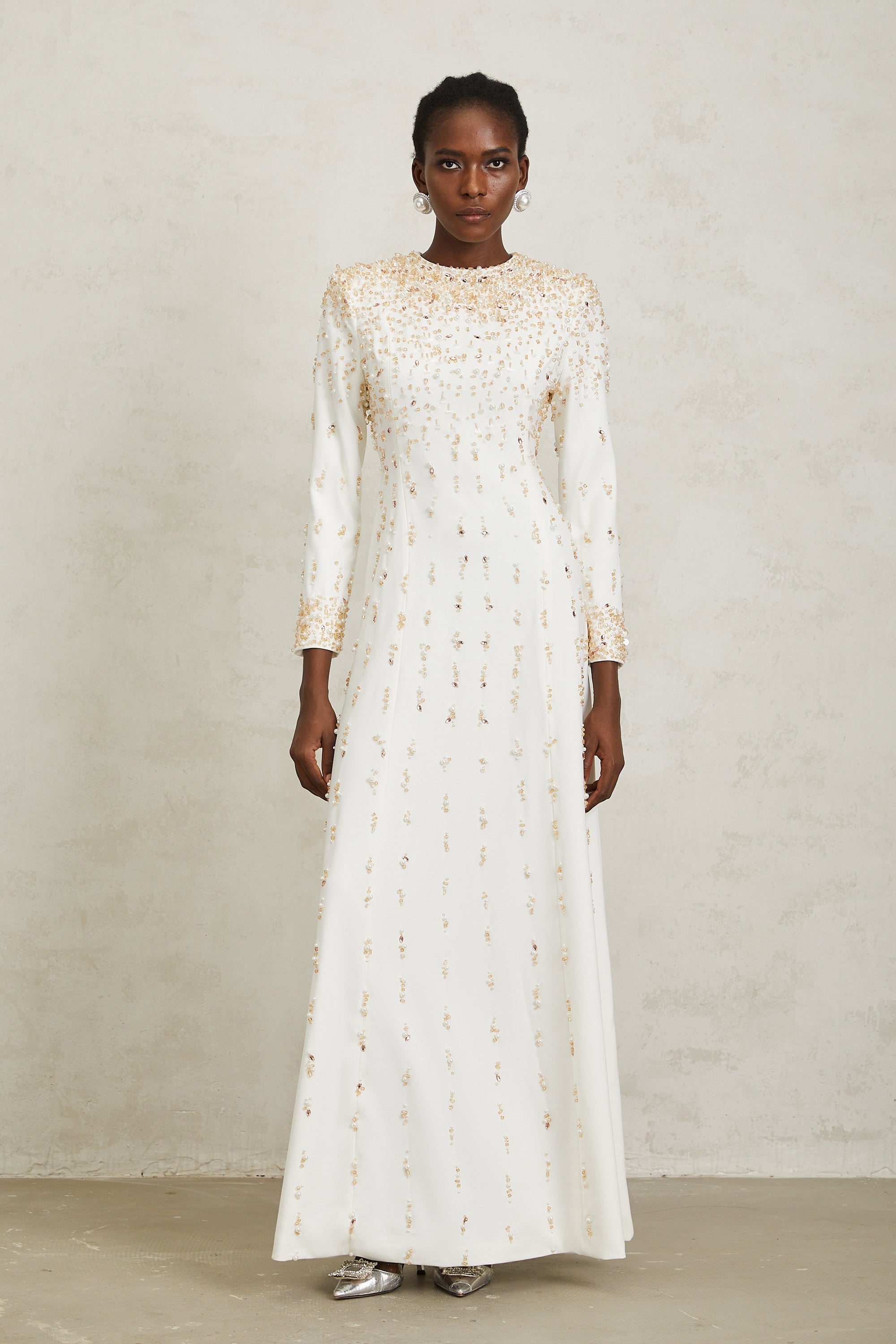 Margarita White Embellished Maxi Dress (Final Sale-US Only)