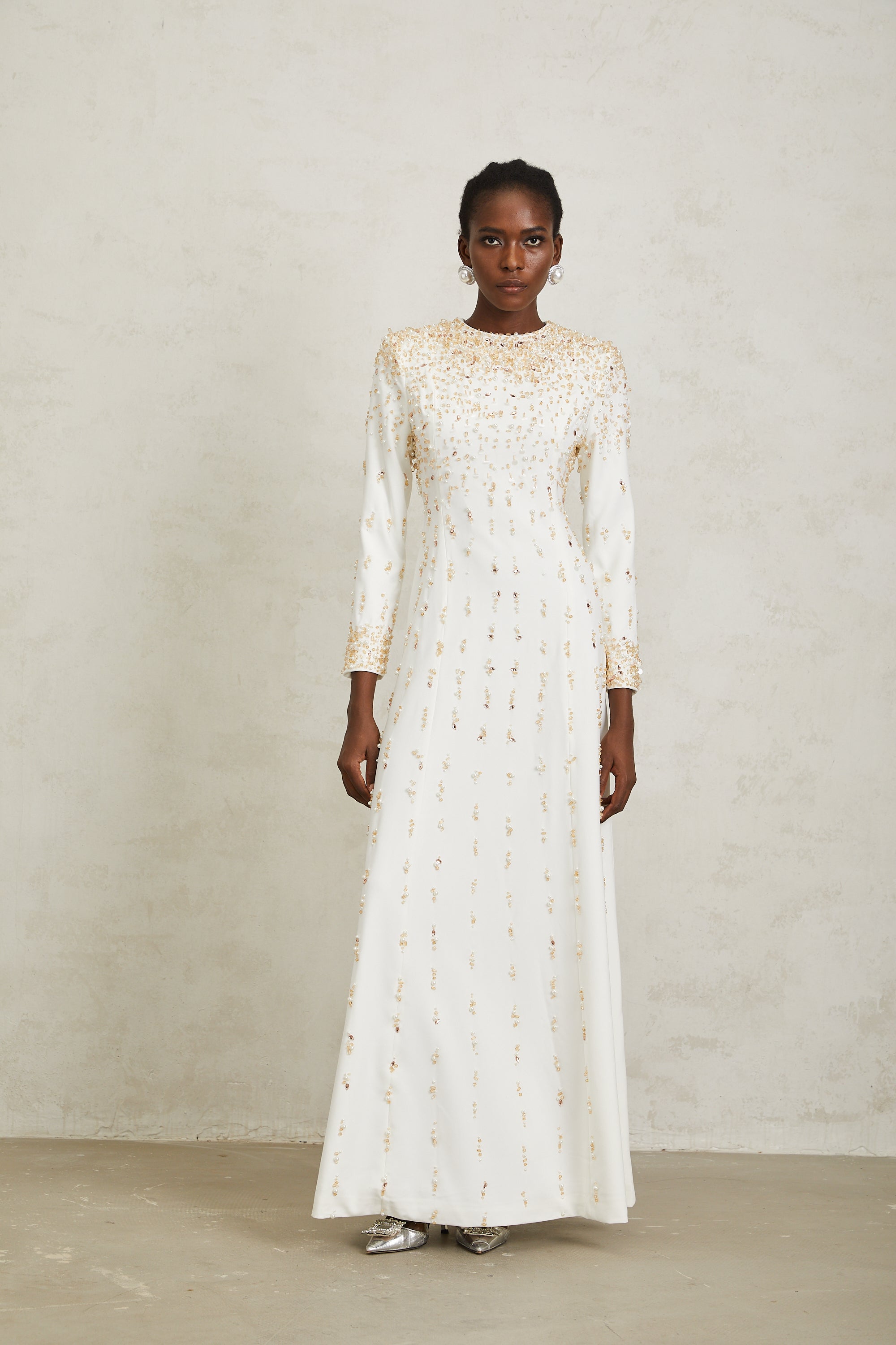 Margarita White Embellished Maxi Dress (Final Sale-US Only)