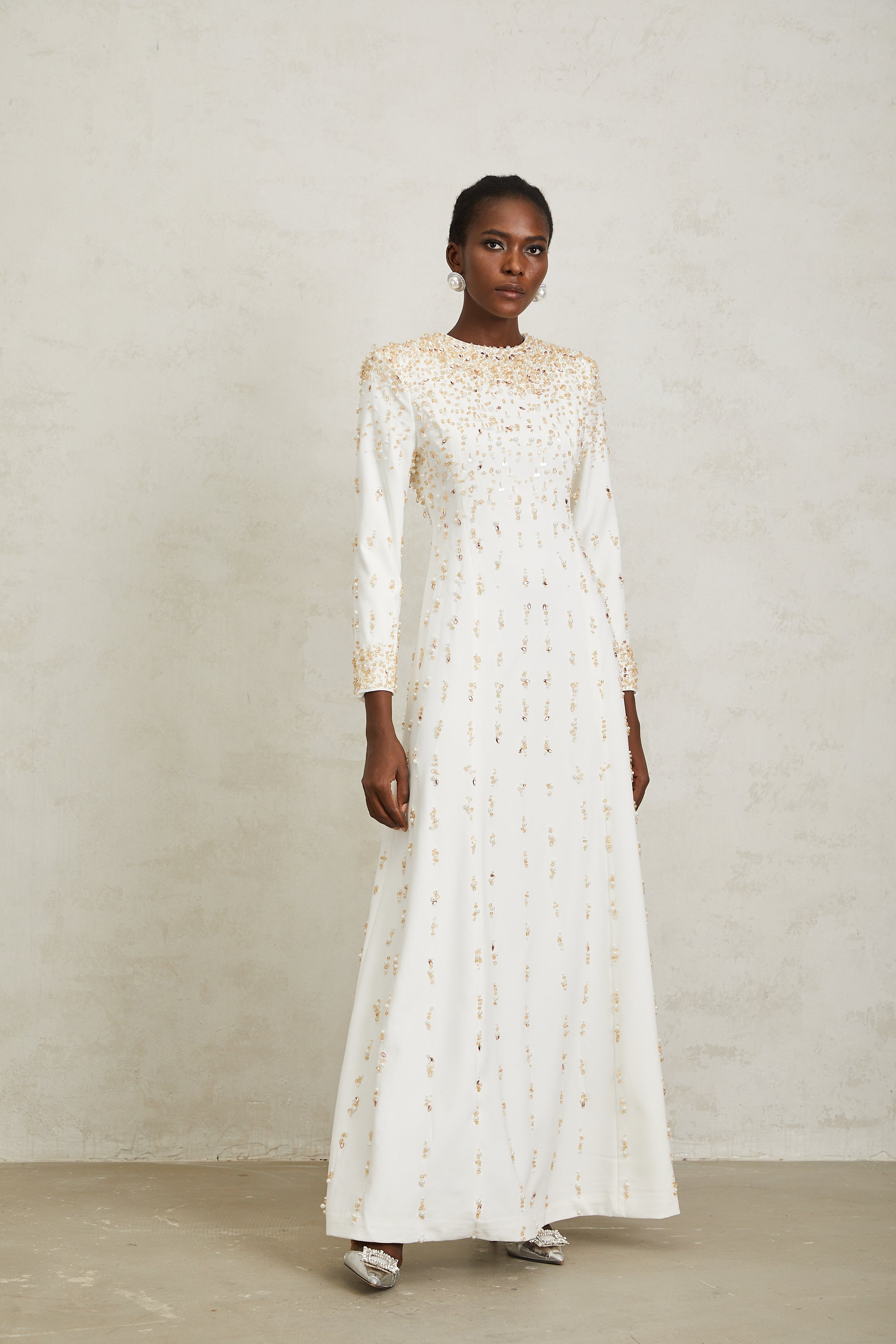 Margarita White Embellished Maxi Dress (Final Sale-US Only)