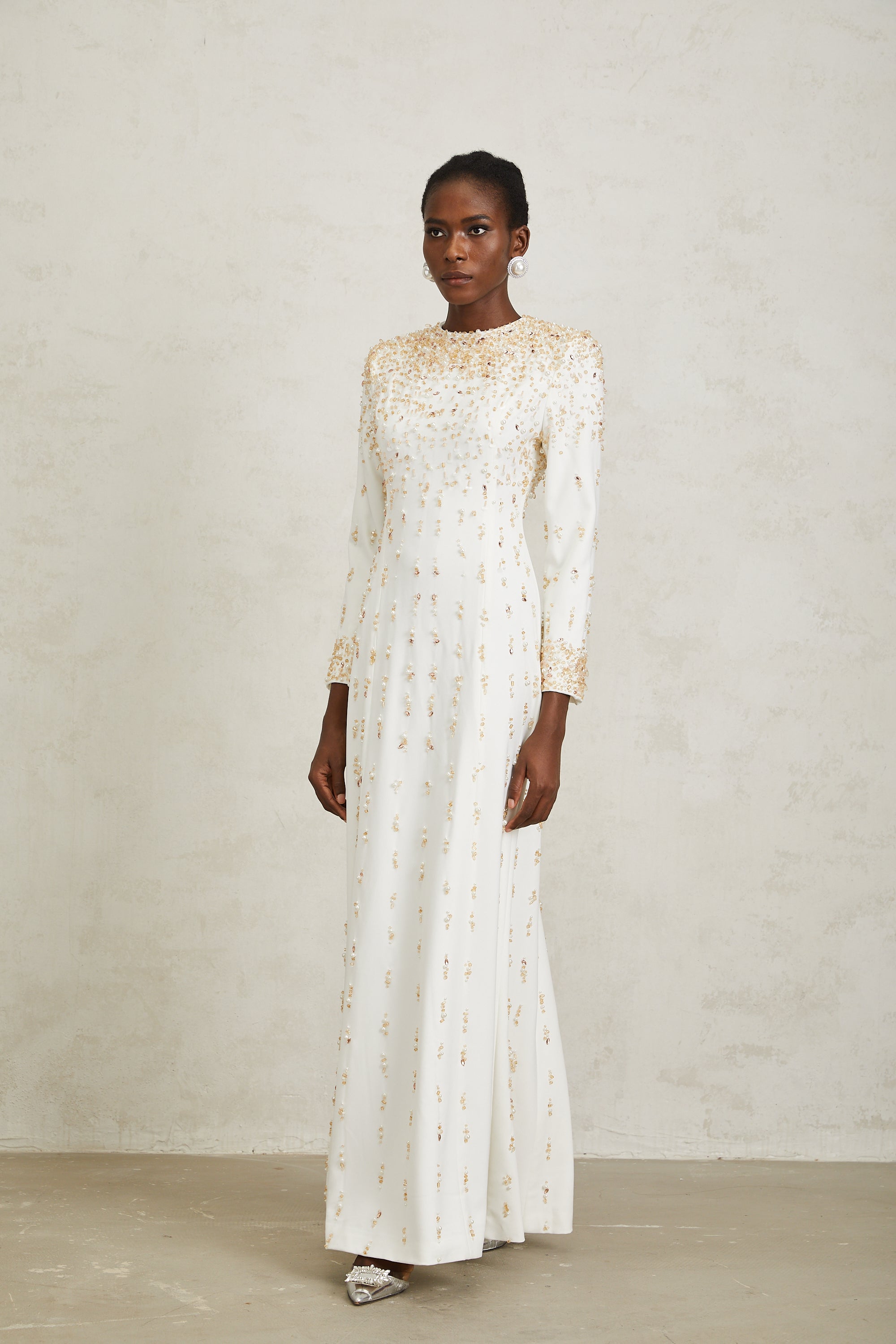 Margarita White Embellished Maxi Dress (Final Sale-US Only)