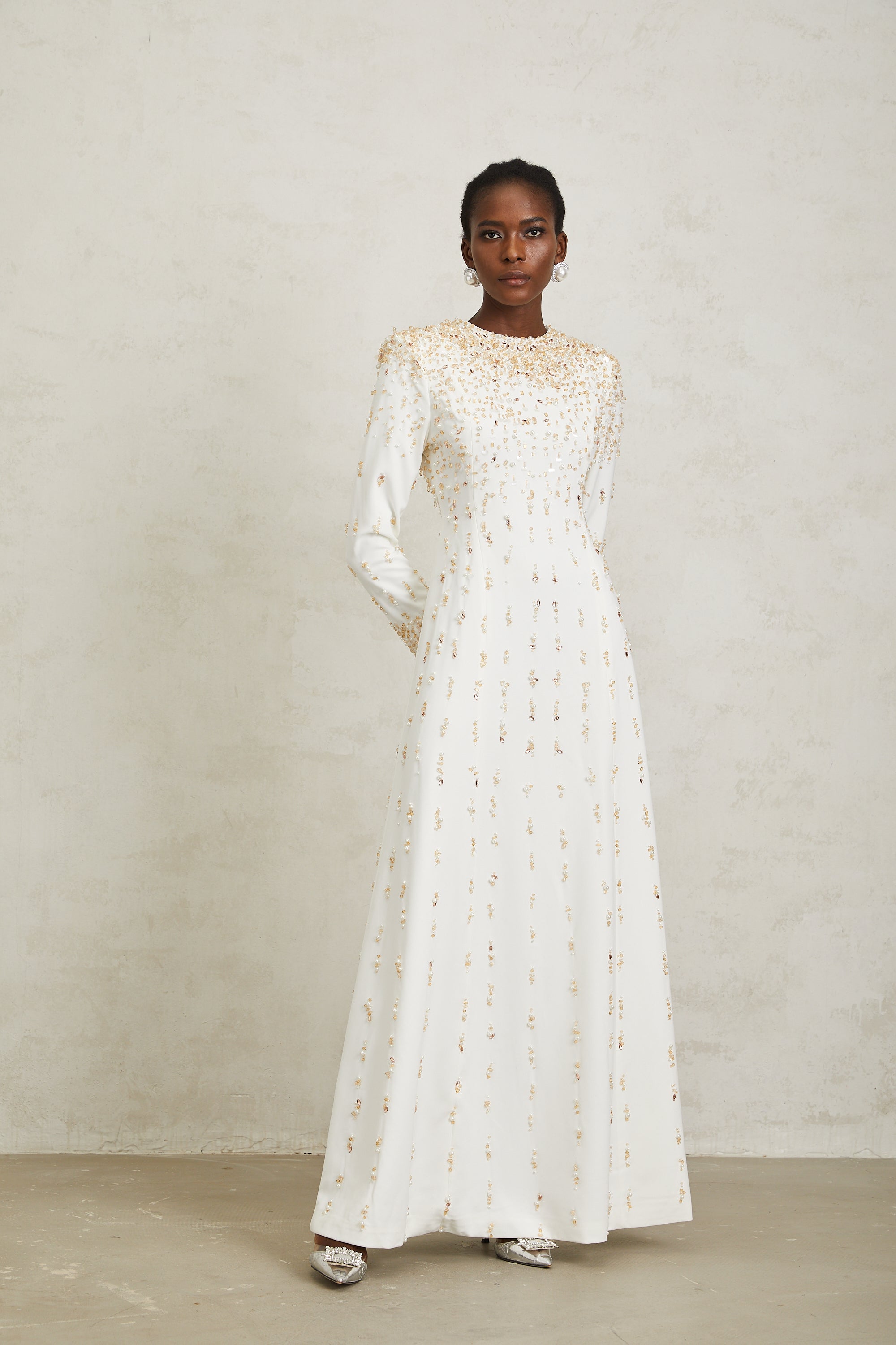 Margarita White Embellished Maxi Dress (Final Sale-US Only)