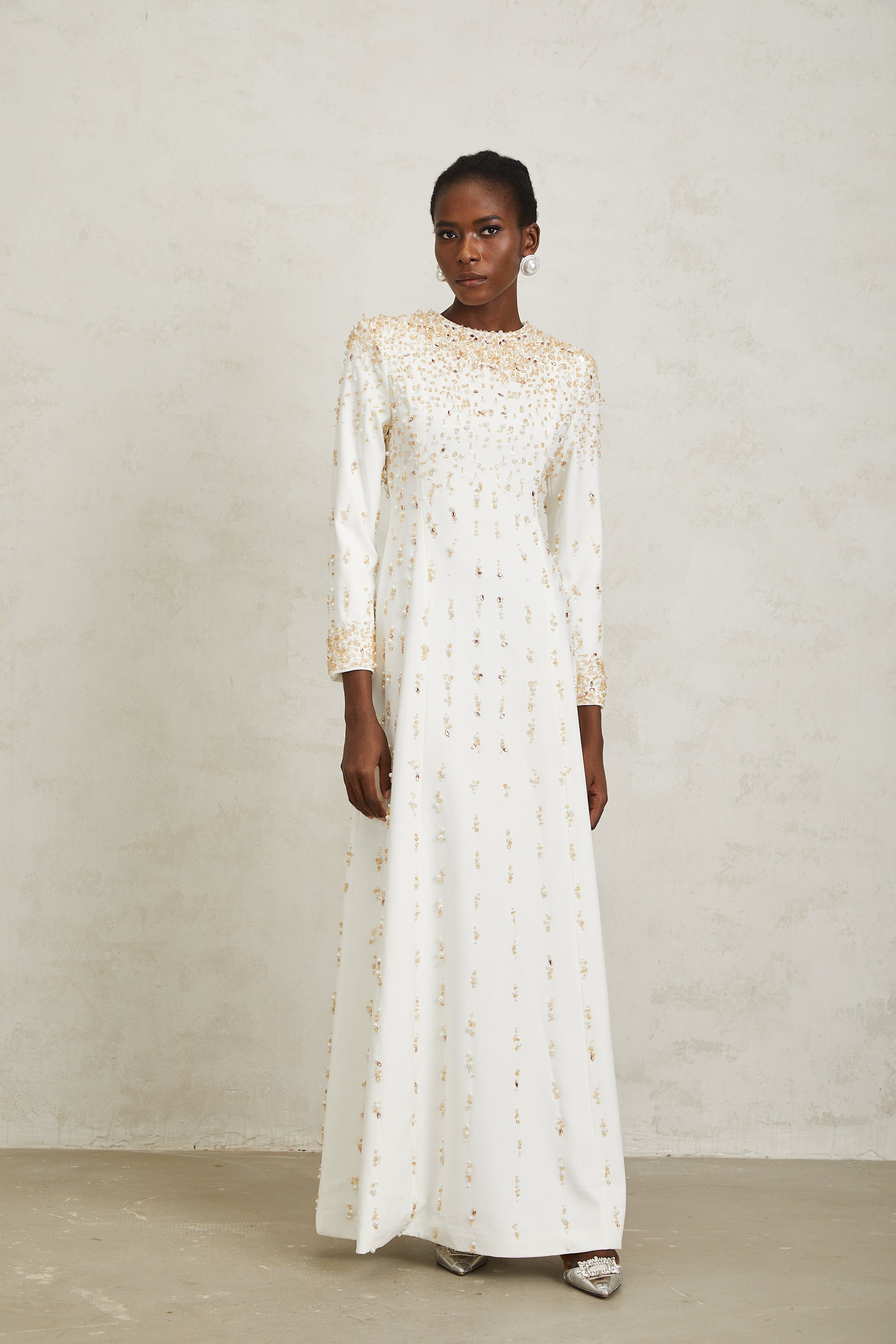 Margarita White Embellished Maxi Dress (Final Sale-US Only)