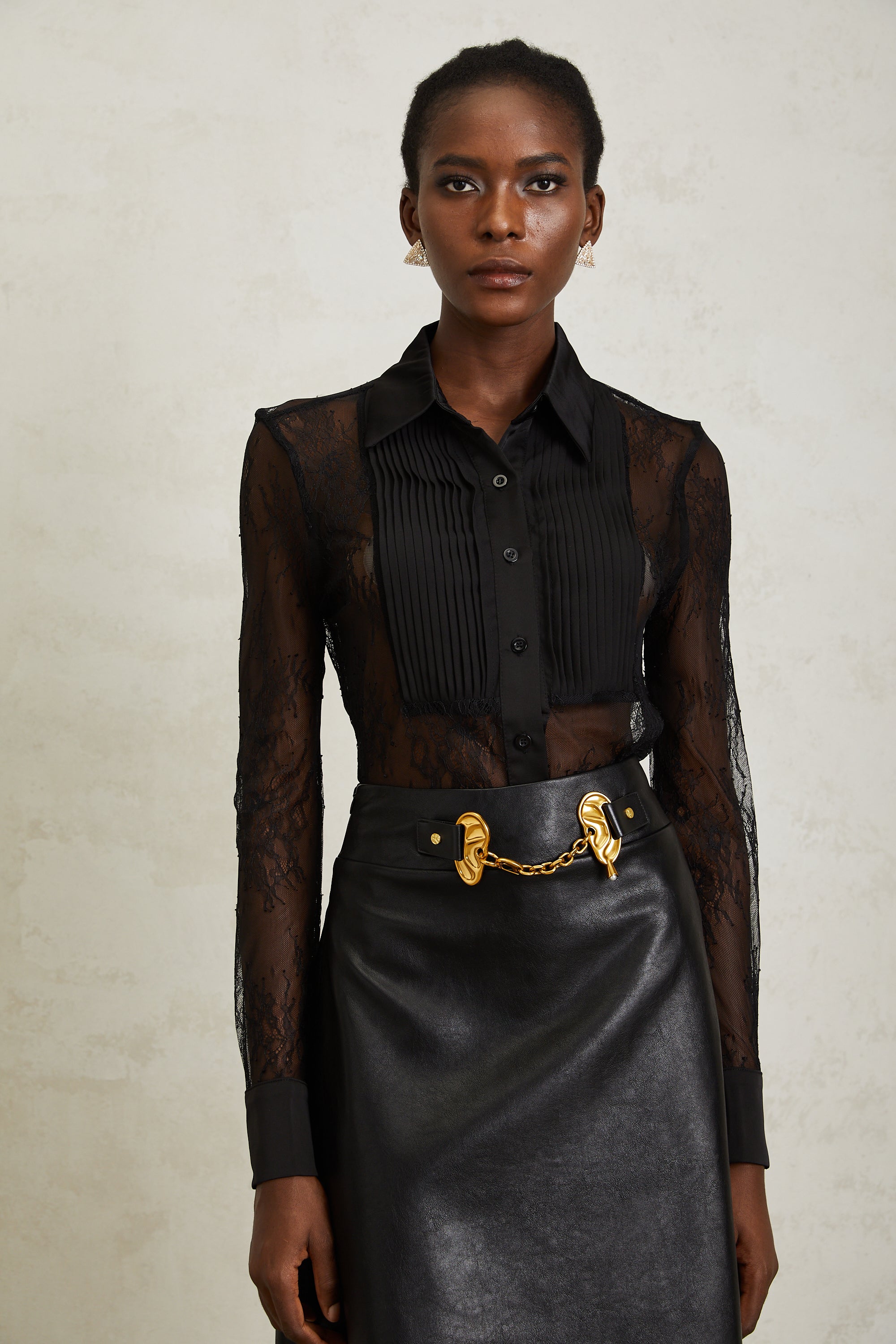 Eugénie Black Floral Lace Shirt
