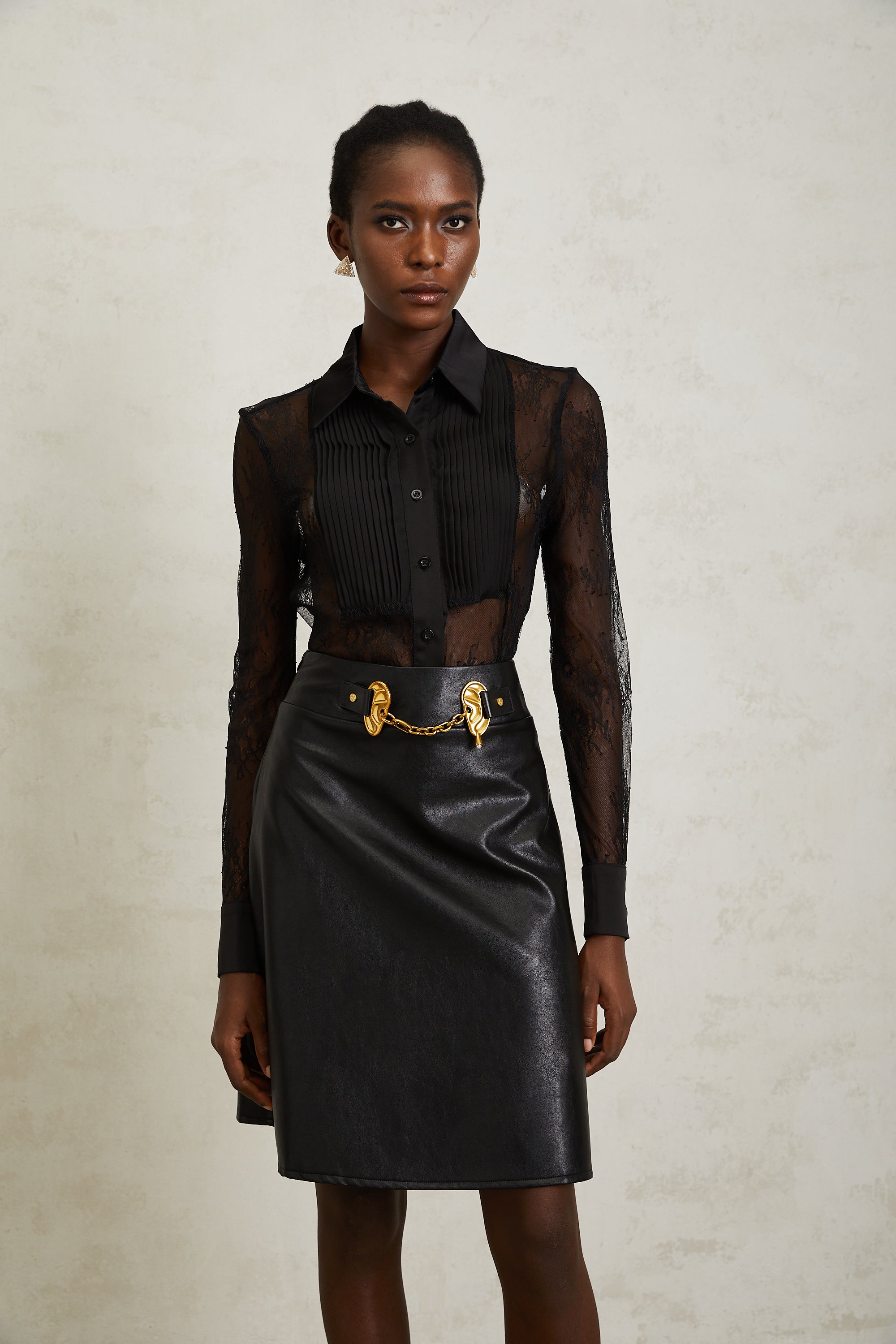 Eugénie Black Floral Lace Shirt