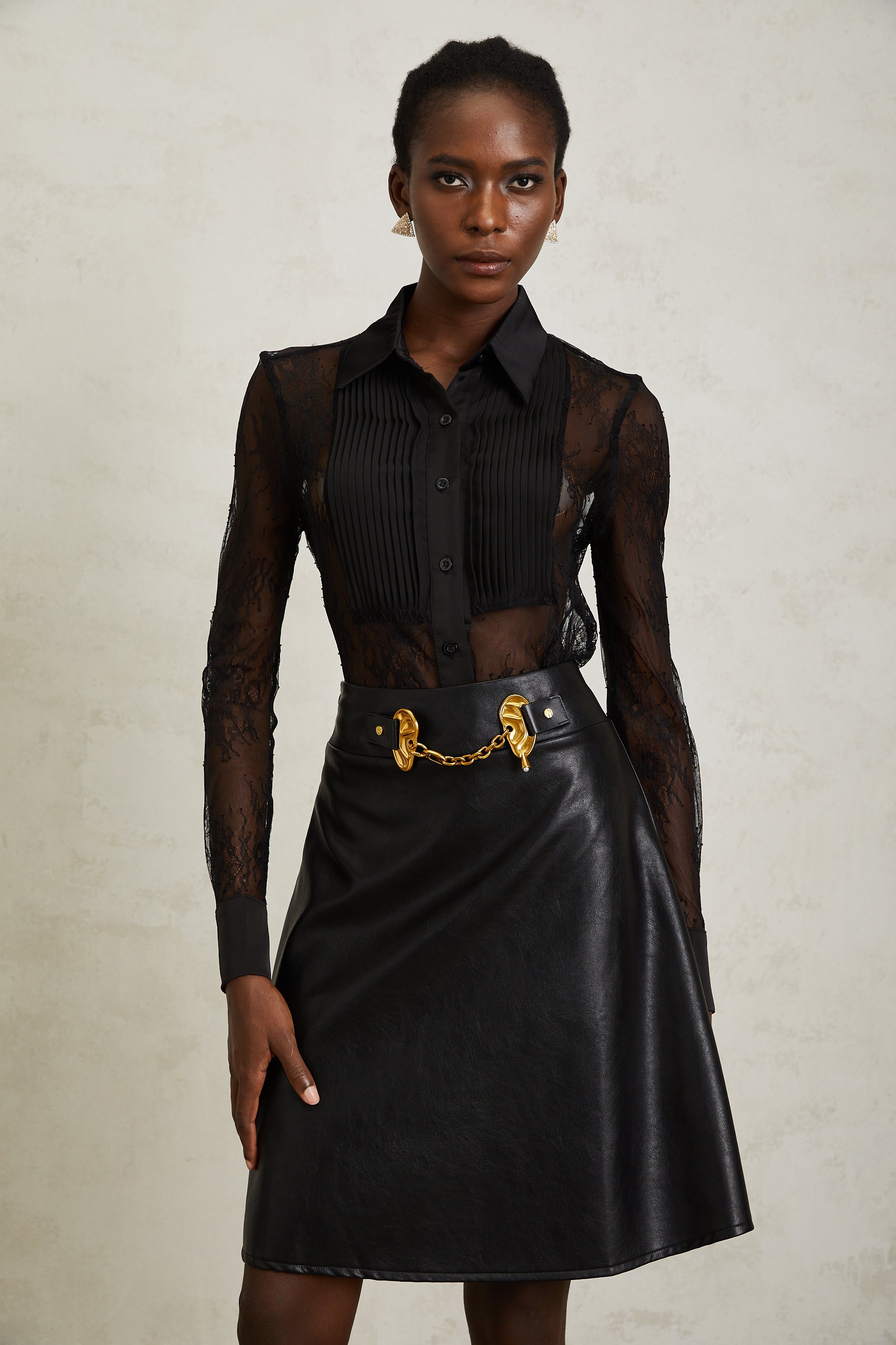 Eugénie Black Floral Lace Shirt
