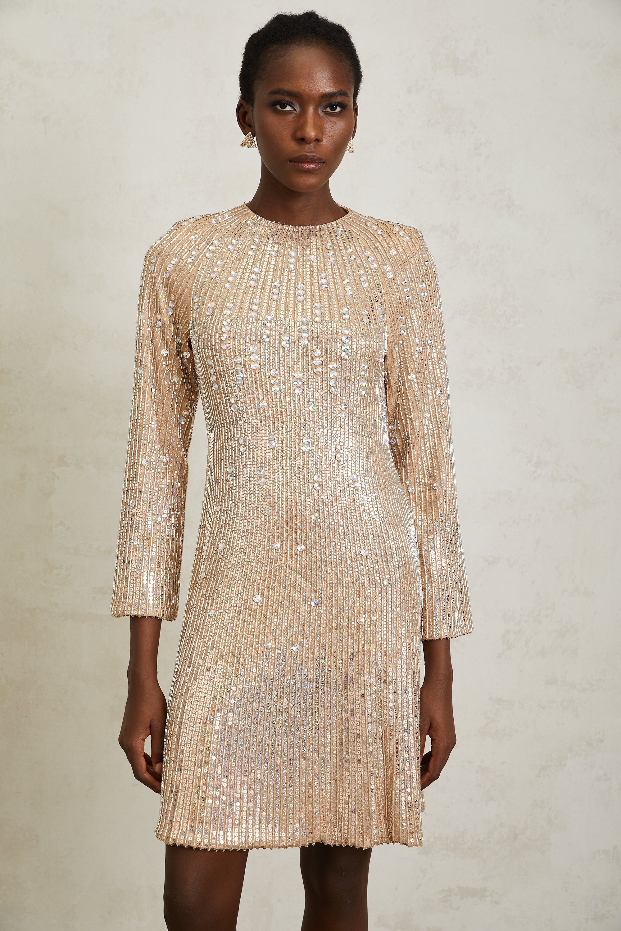 Concha Neutral Sequined Mini Dress (Final Sale-US Only)