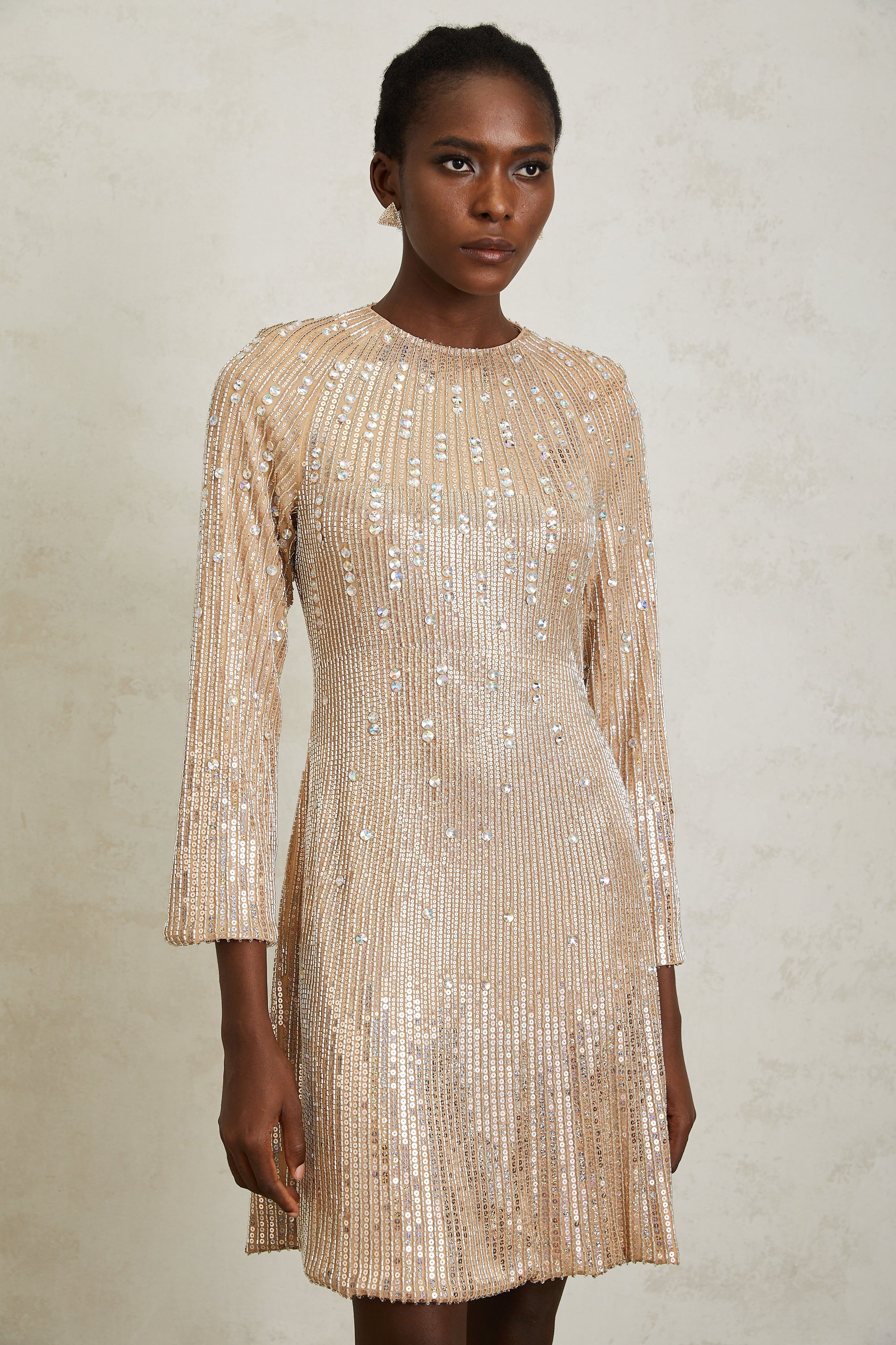 Concha Neutral Sequined Mini Dress (Final Sale-US Only)
