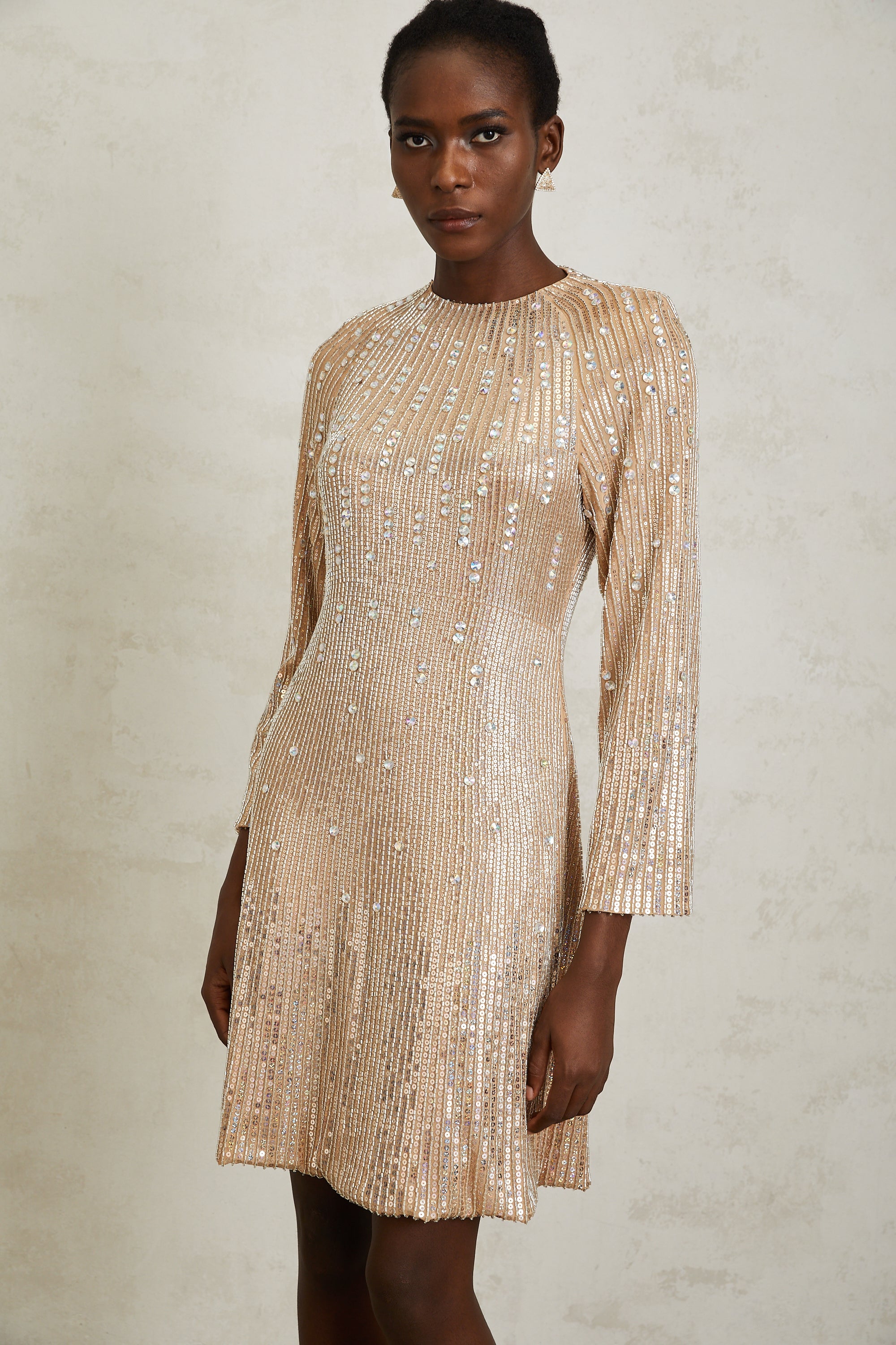 Concha Neutral Sequined Mini Dress (Final Sale-US Only)